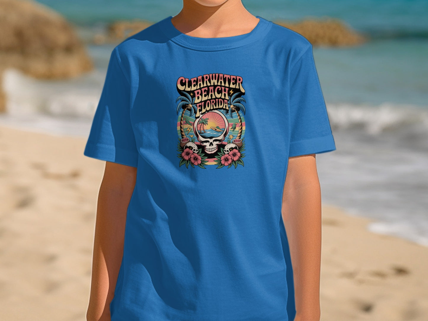 Clearwater Beach Florida Skull Blue Kids T-shirt product type