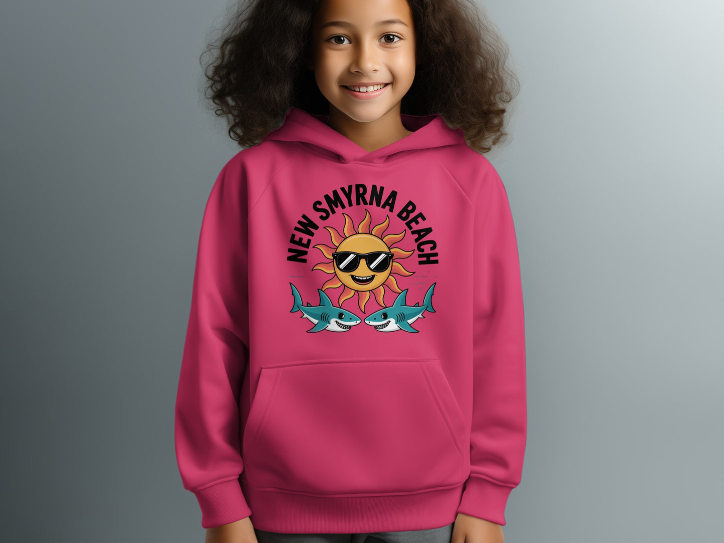 New Smyrna Beach Shark Sunset Graphic Hoodie product