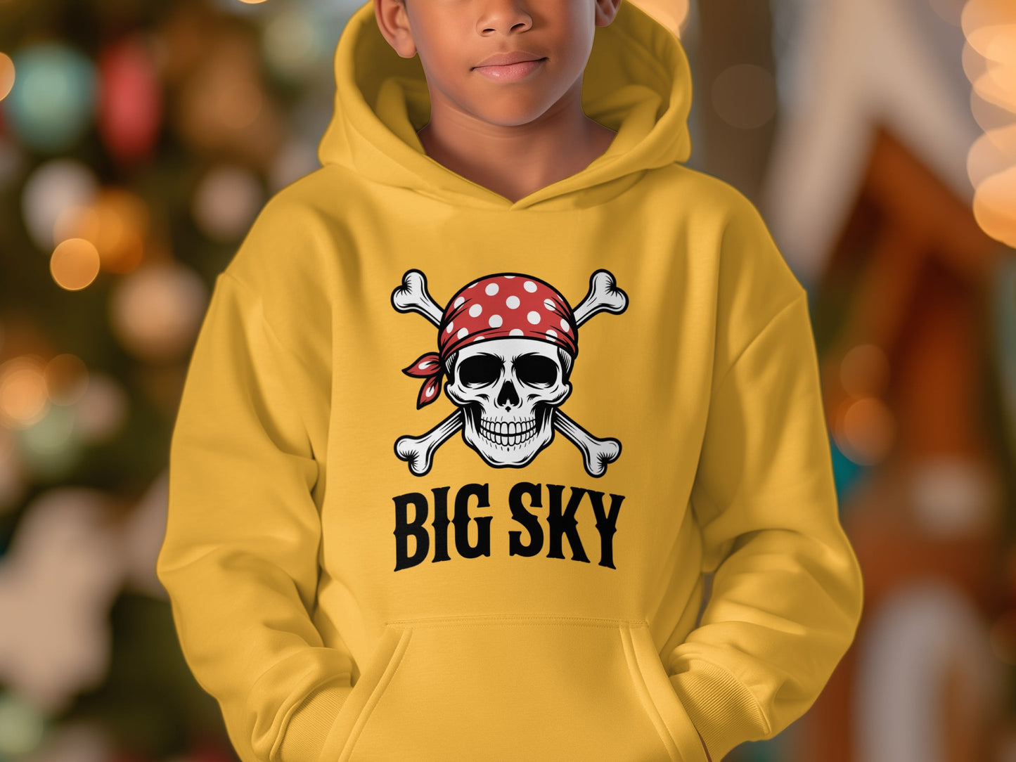 Big Sky Yellow Hoodie with Skull and Crossbones product