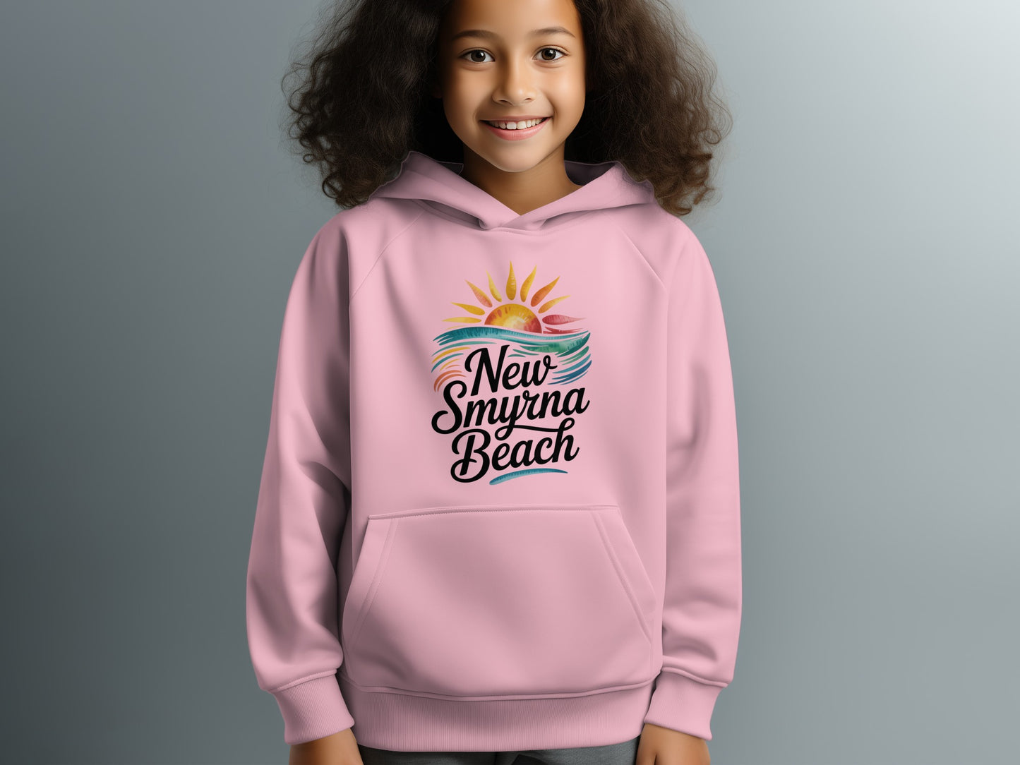 New Smyrna Beach Hoodie with Sun and Wave Graphic Design product