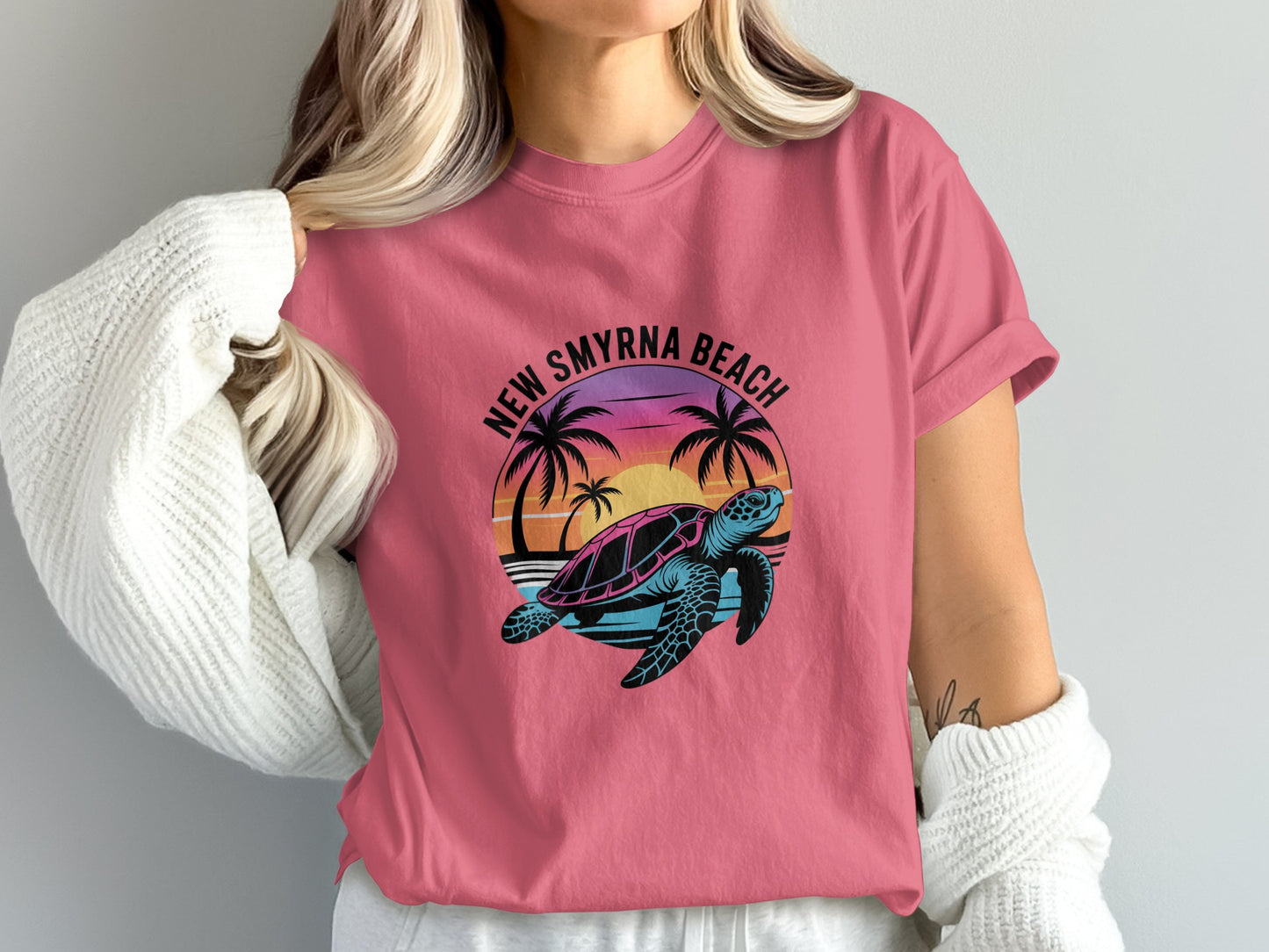 New Smyrna Beach Turtle Sunset Graphic T-Shirt product