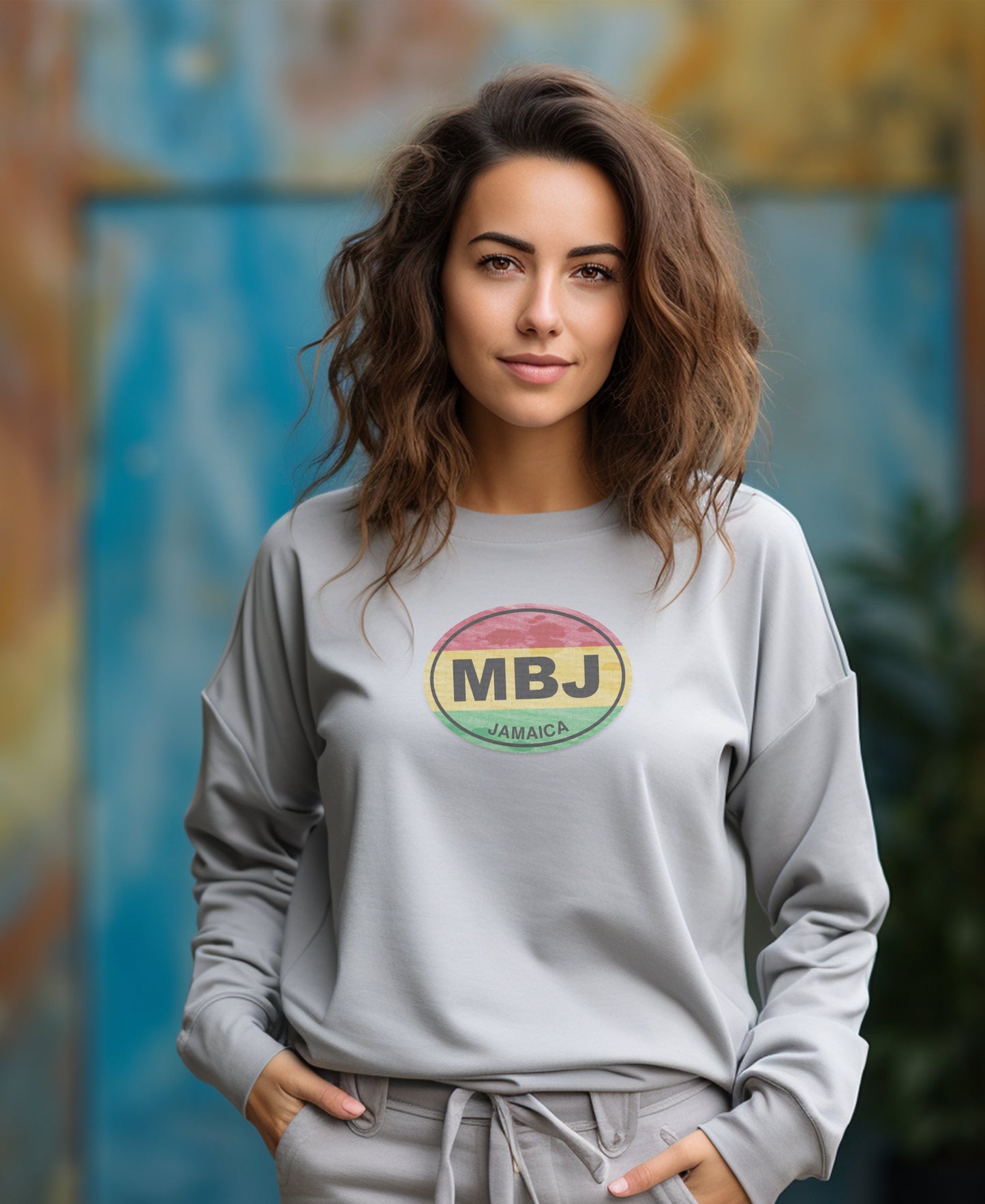 MBJ Jamaica logo printed on grey long sleeve product type