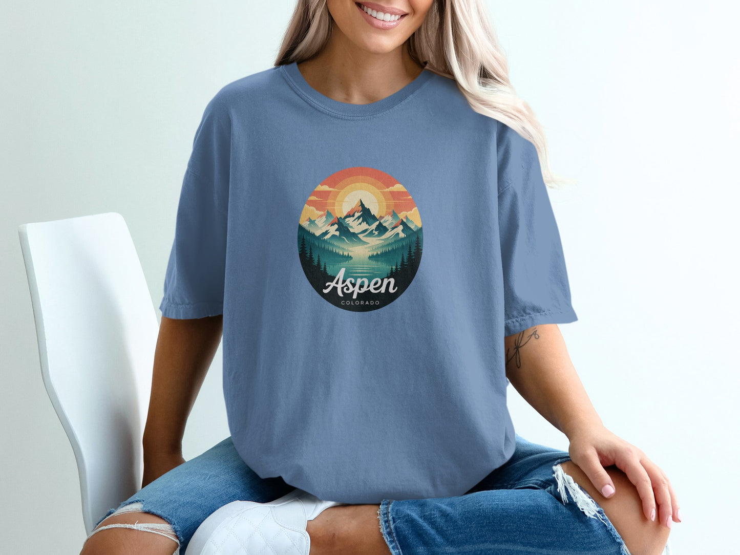 Aspen Colorado Mountains Sunrise Illustration shirt
