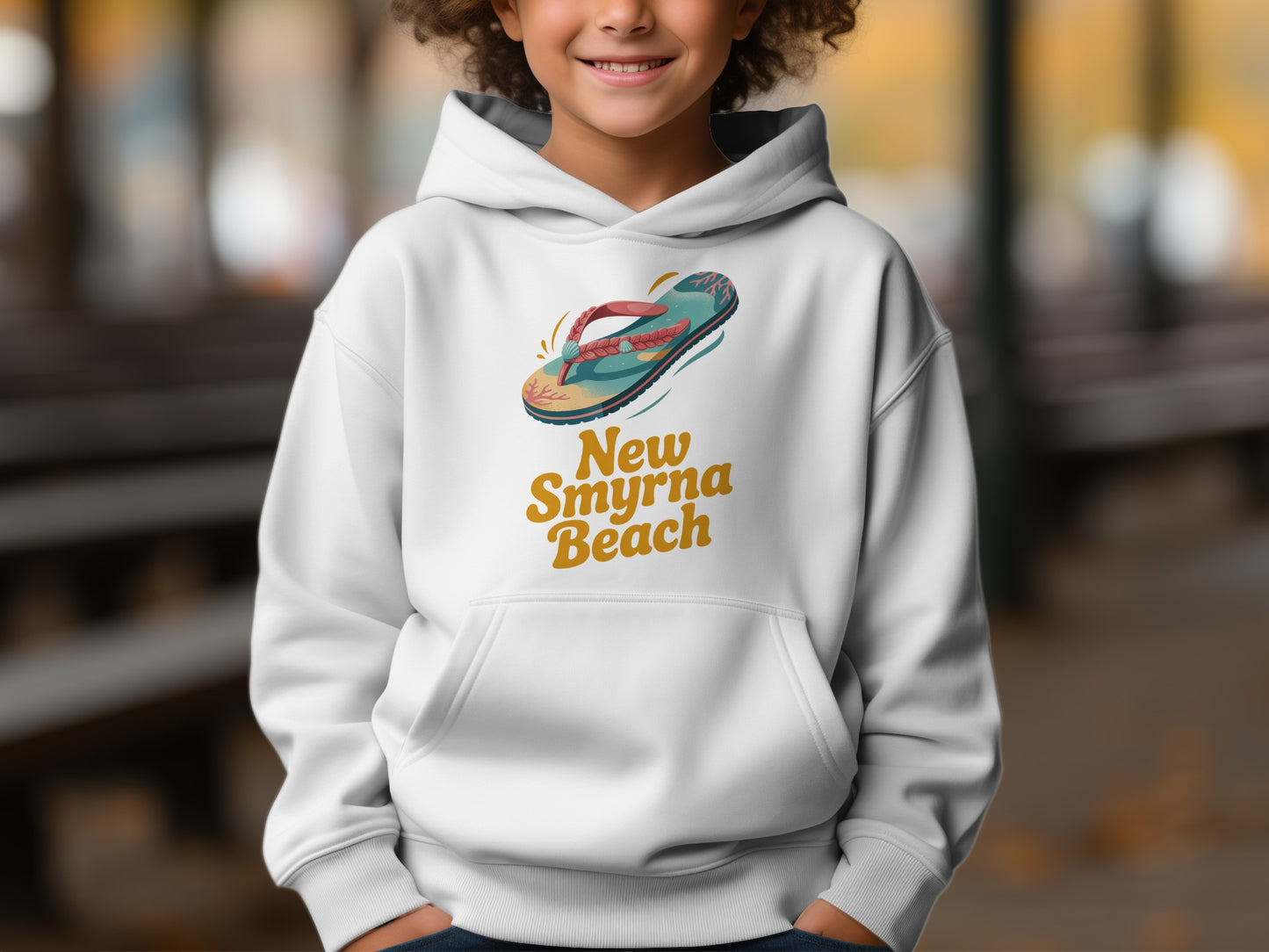 New Smyrna Beach Flip Flop Design Kids Hoodie product type