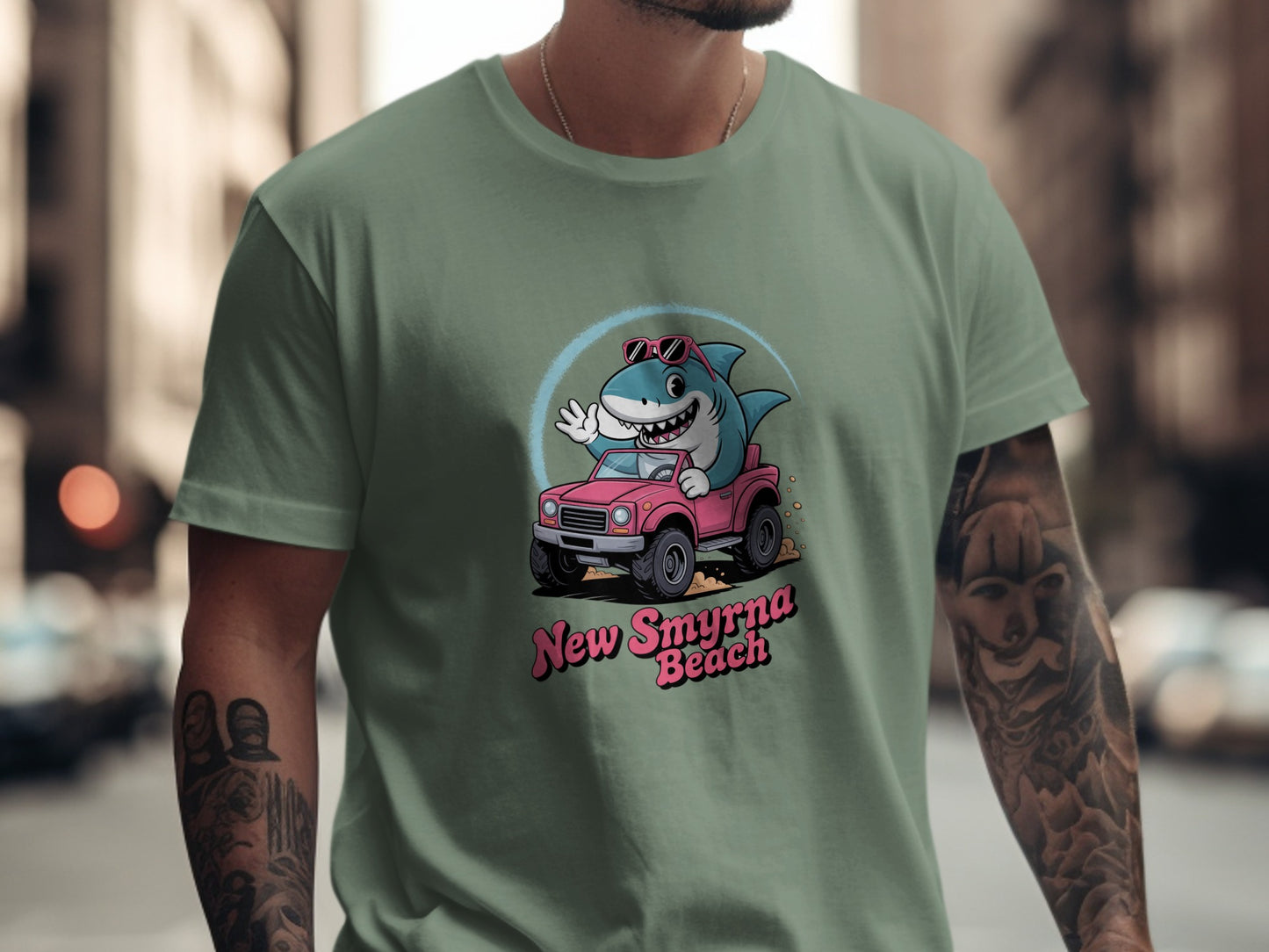 New Smyrna Beach Shark Cartoon Graphic T-Shirt product