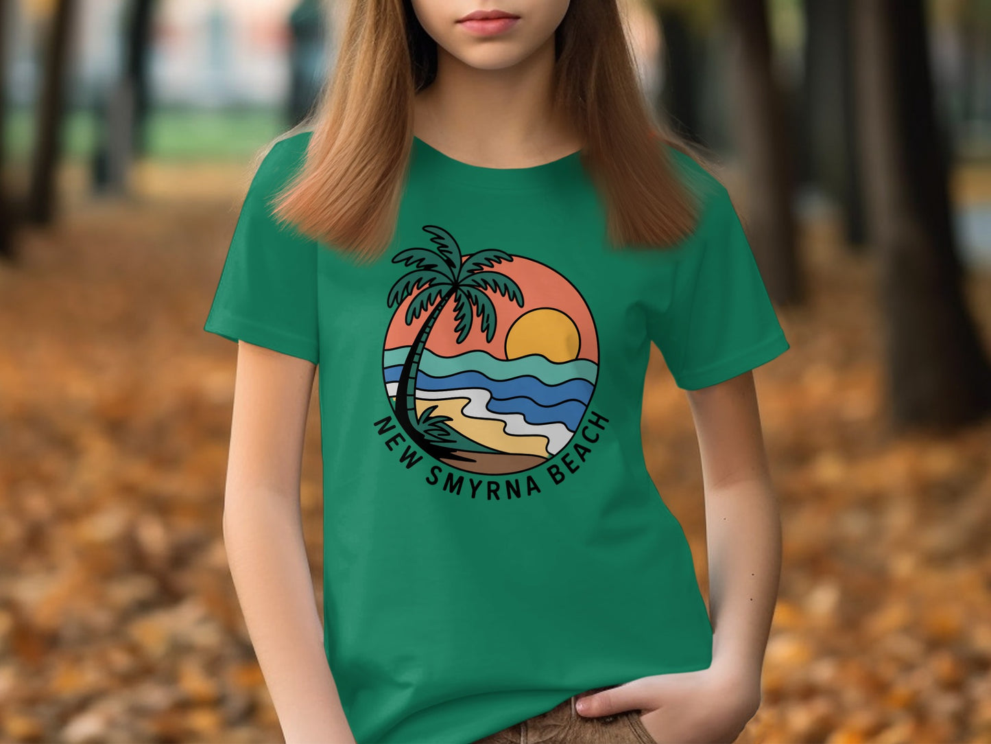 New Smyrna Beach Sunset Palm Tree Graphic Tee product