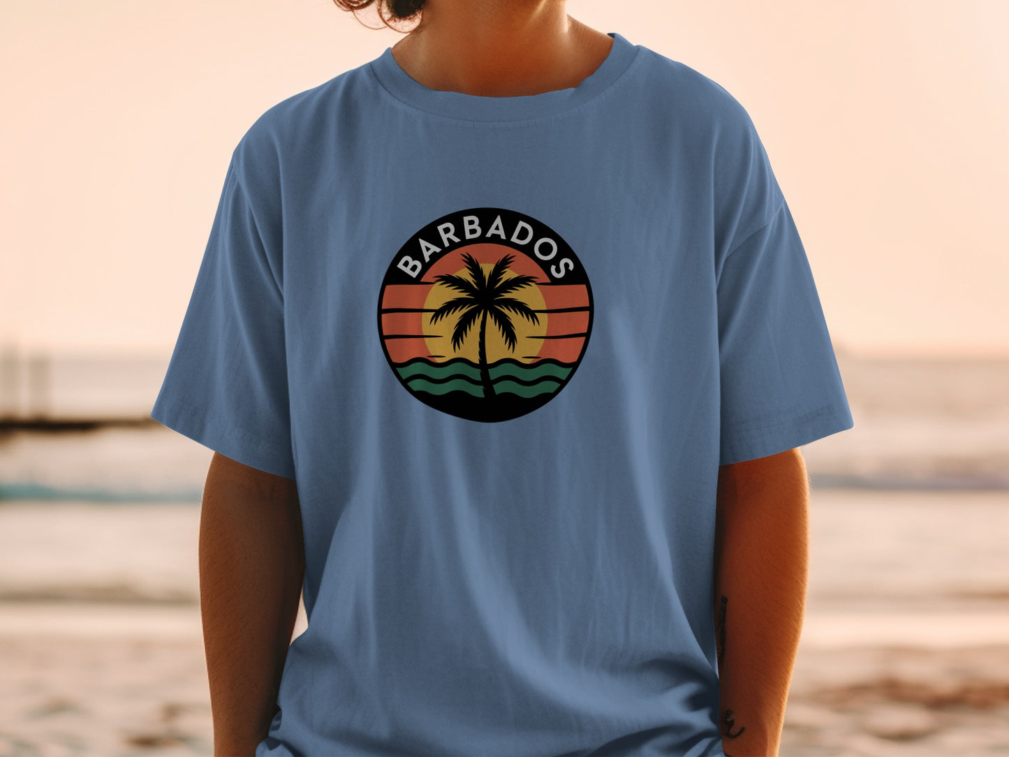 Barbados Palm Tree Beach Sunset Design T-Shirt product type