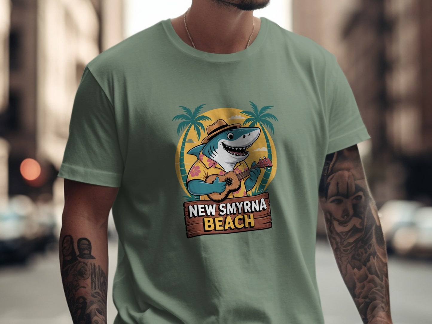 New Smyrna Beach Shark Playing Guitar T-Shirt product