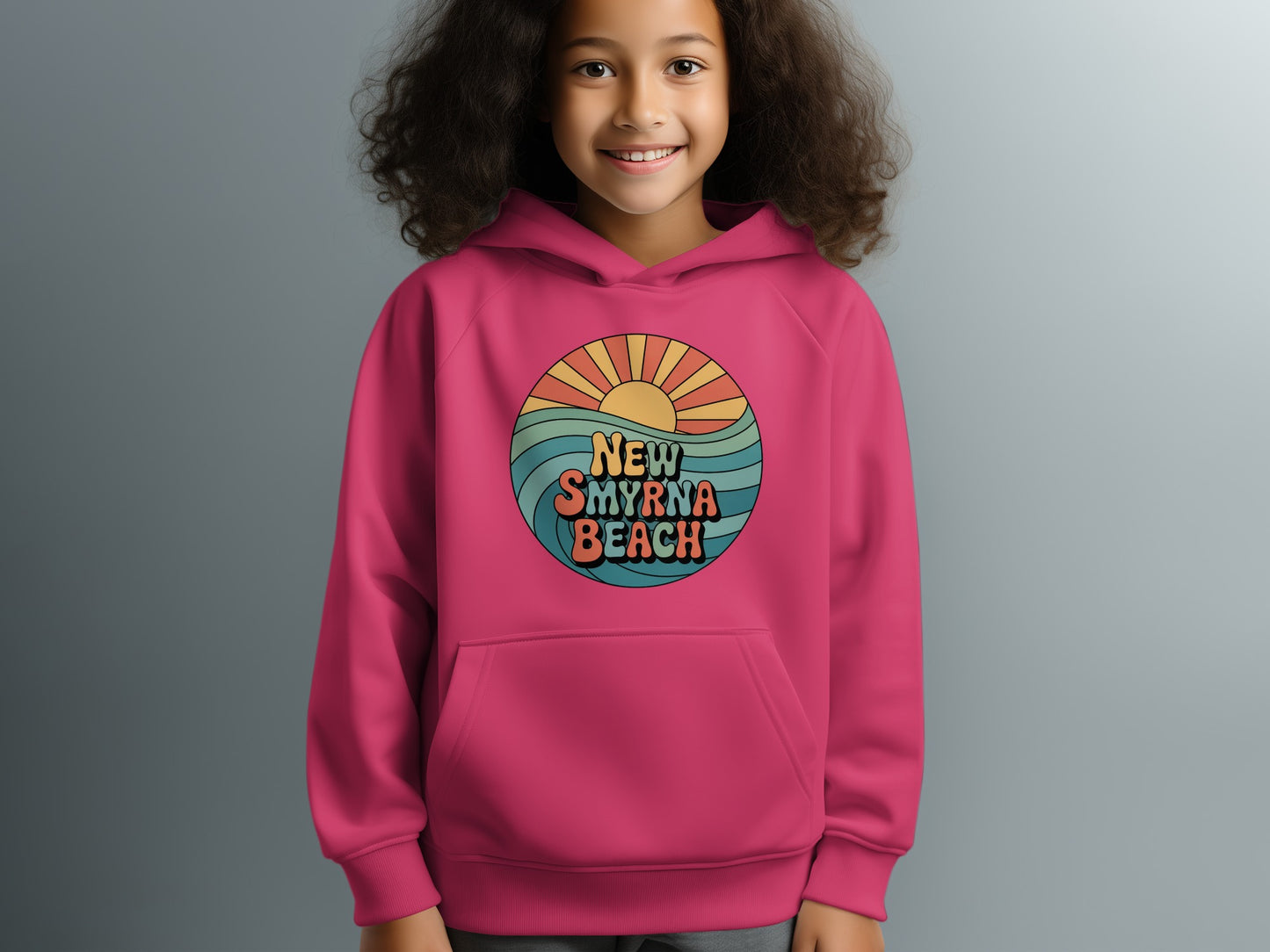 New Smyrna Beach Retro Sun Design Hoodie product