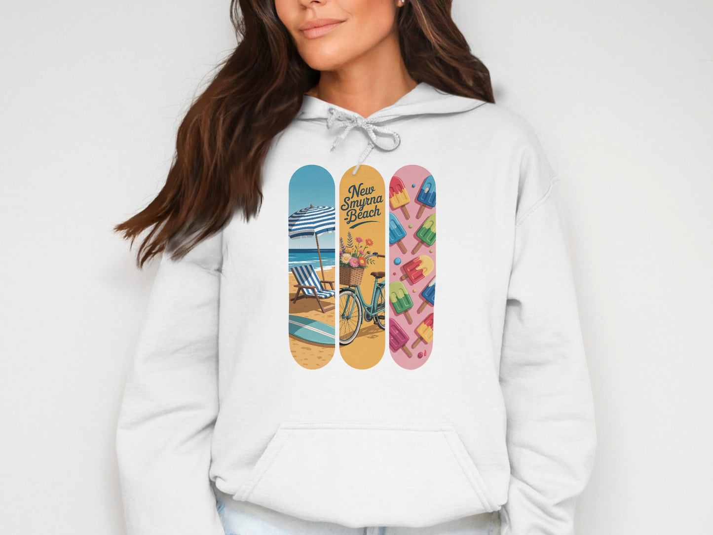 New Smyrna Beach Graphic White Hoodie product
