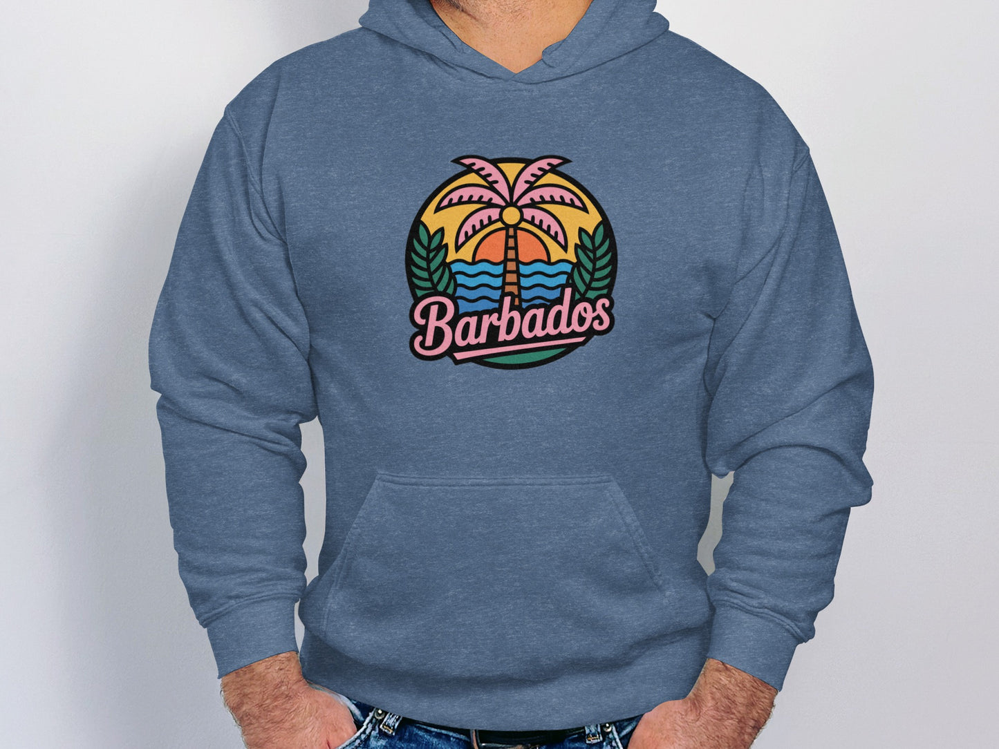 Stylish Barbados Palm Tree Design Hooded Sweatshirt product type