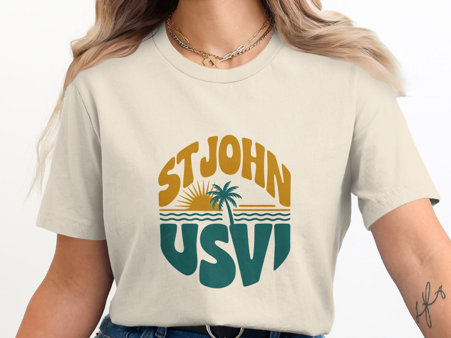 St John USVI Palm Tree Island Graphic Tee product