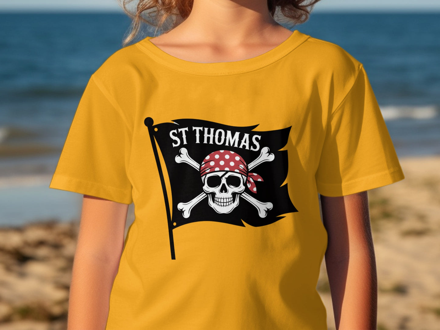 St Thomas Pirate Skull and Crossbones Graphic T-Shirt Product