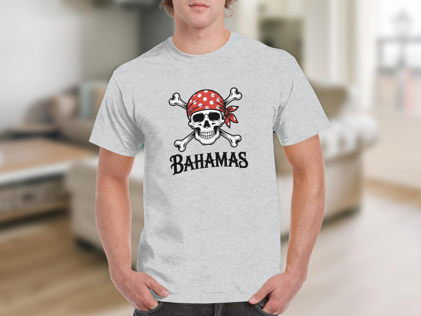 Bahamas Skull Pirate Graphic Casual T-Shirt product