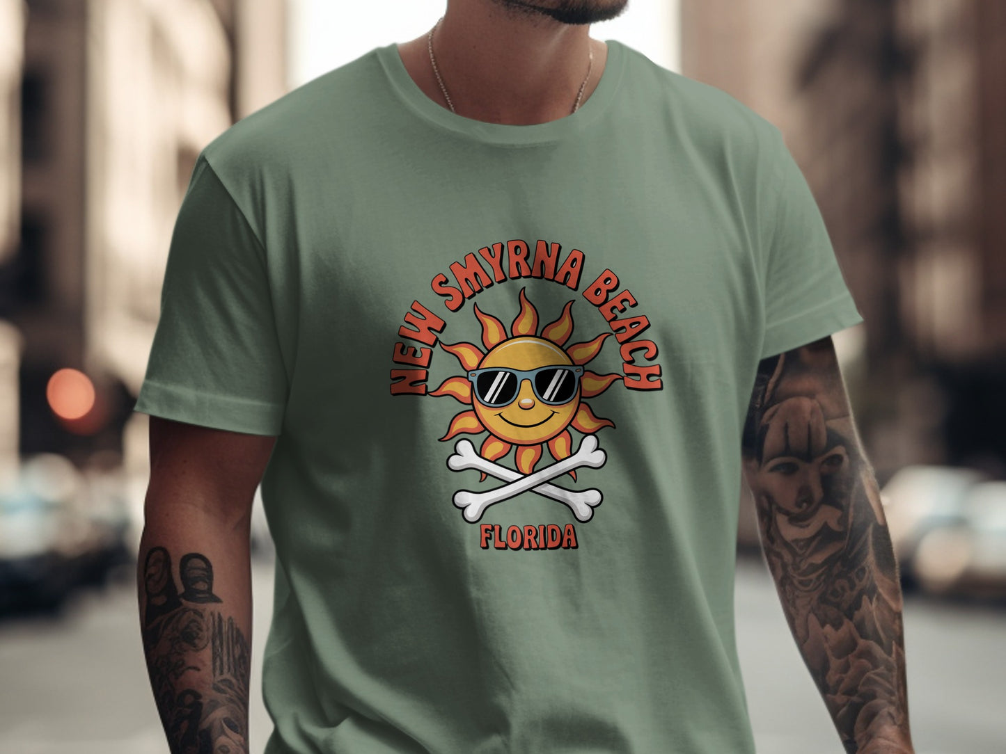 New Smyrna Beach Florida Sun and Crossbones T-shirt product