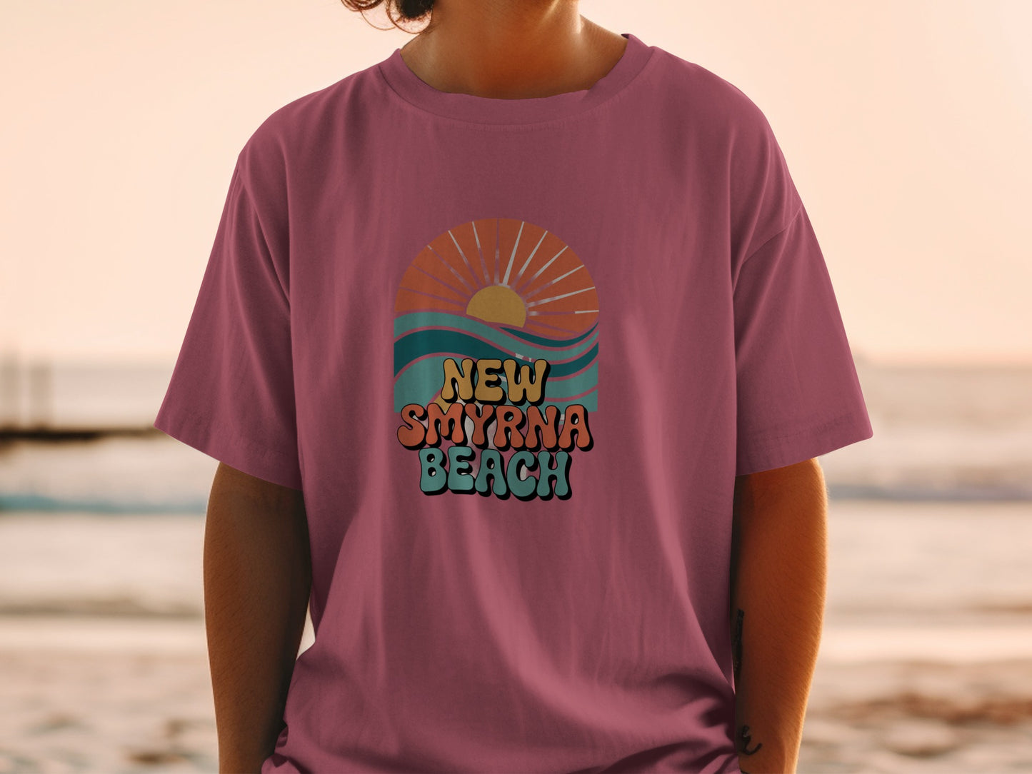 New Smyrna Beach Sunset Waves Graphic T-Shirt product