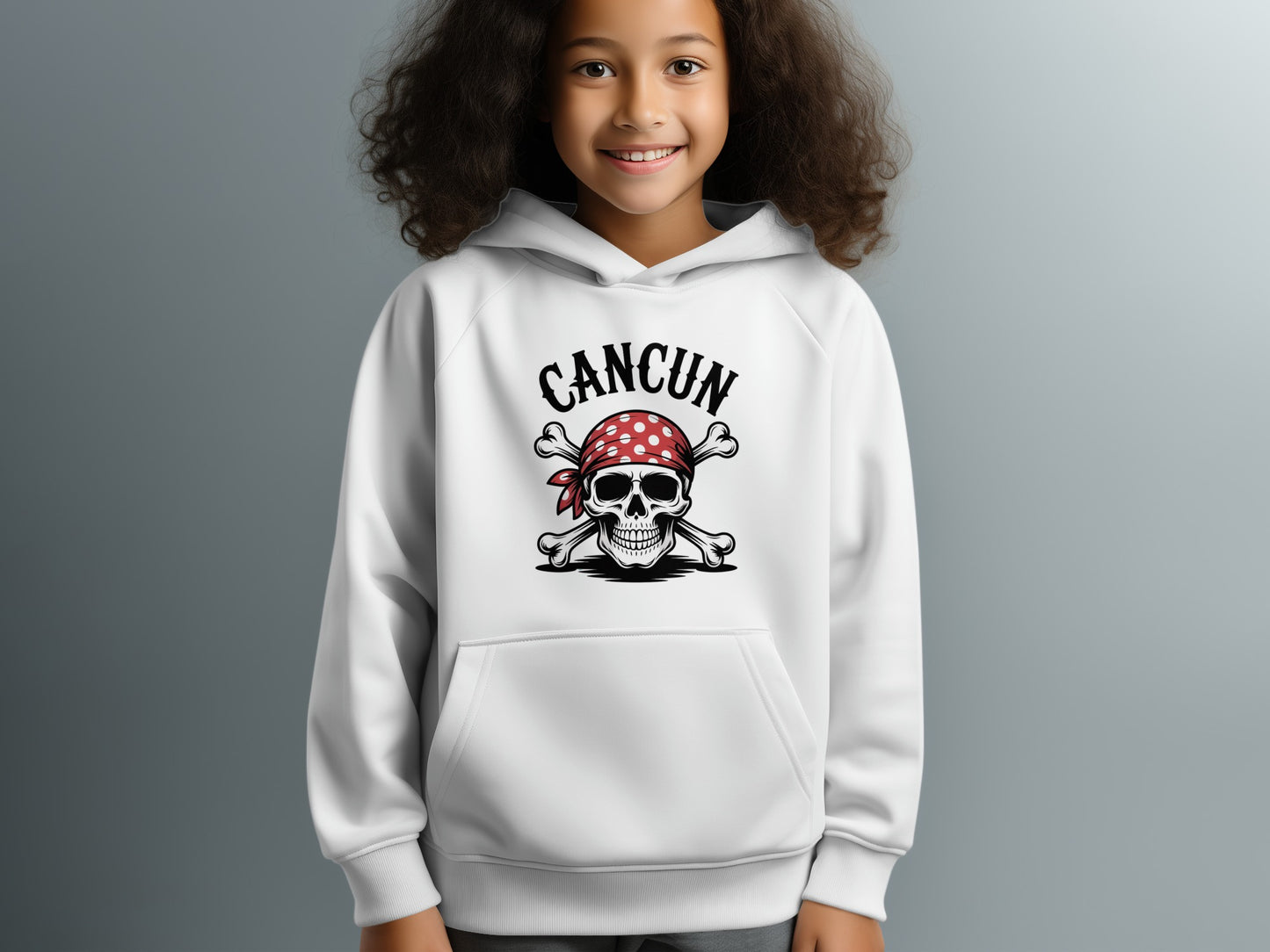 Cancun Pirate Skull Design Hooded Sweatshirt product
