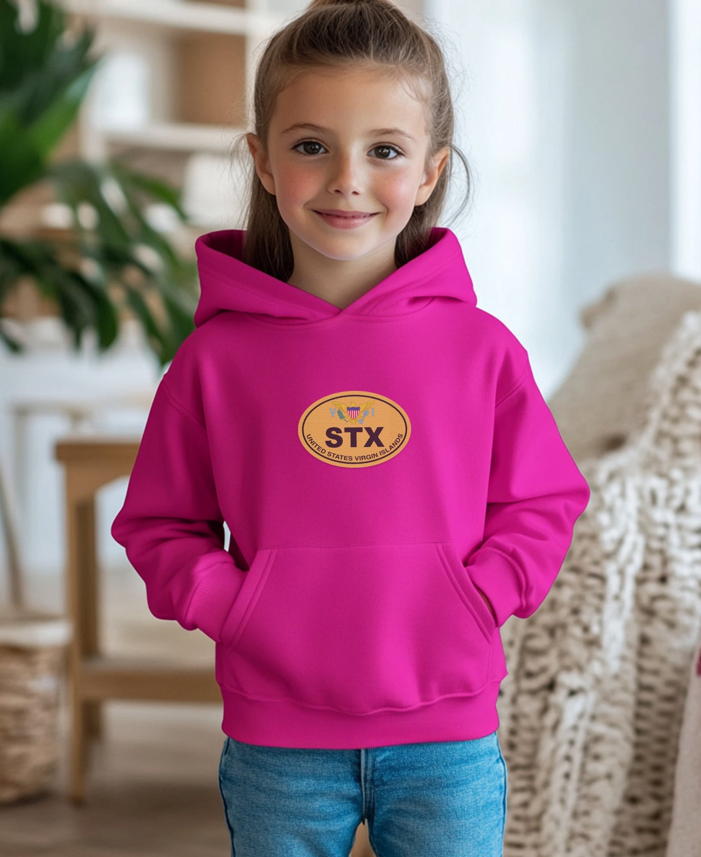 Bright Pink STX Logo Kids' Hooded Sweatshirt product