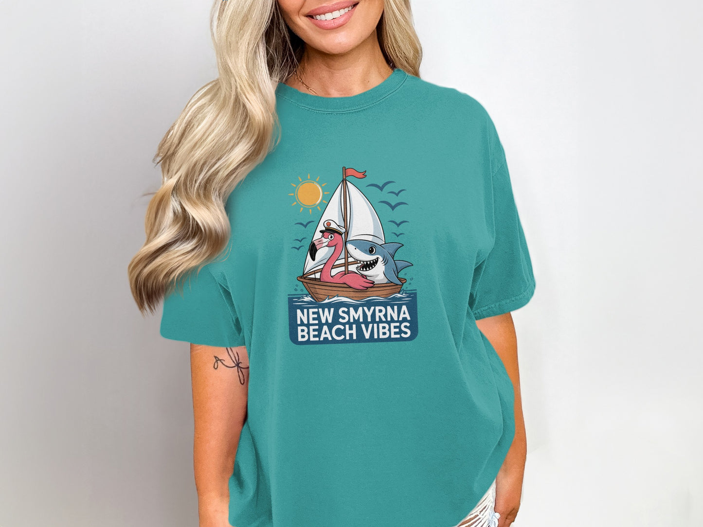 New Smyrna Beach Vibes Cute Boat Graphics Shirt product