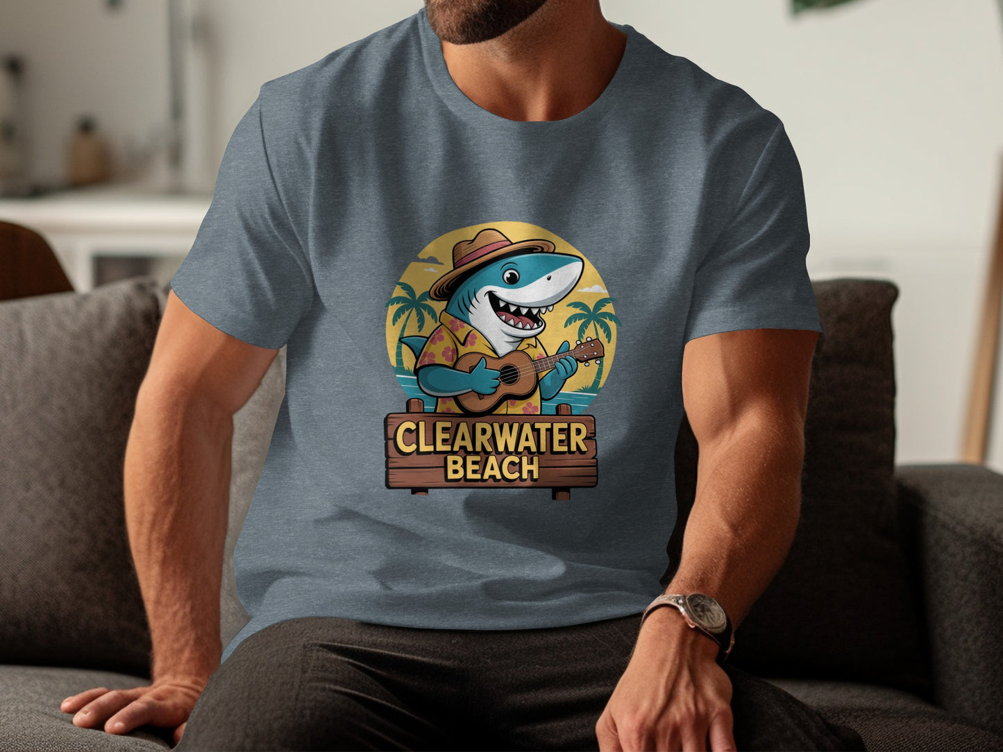 Clearwater Beach Shark Guitar Graphic Tee product