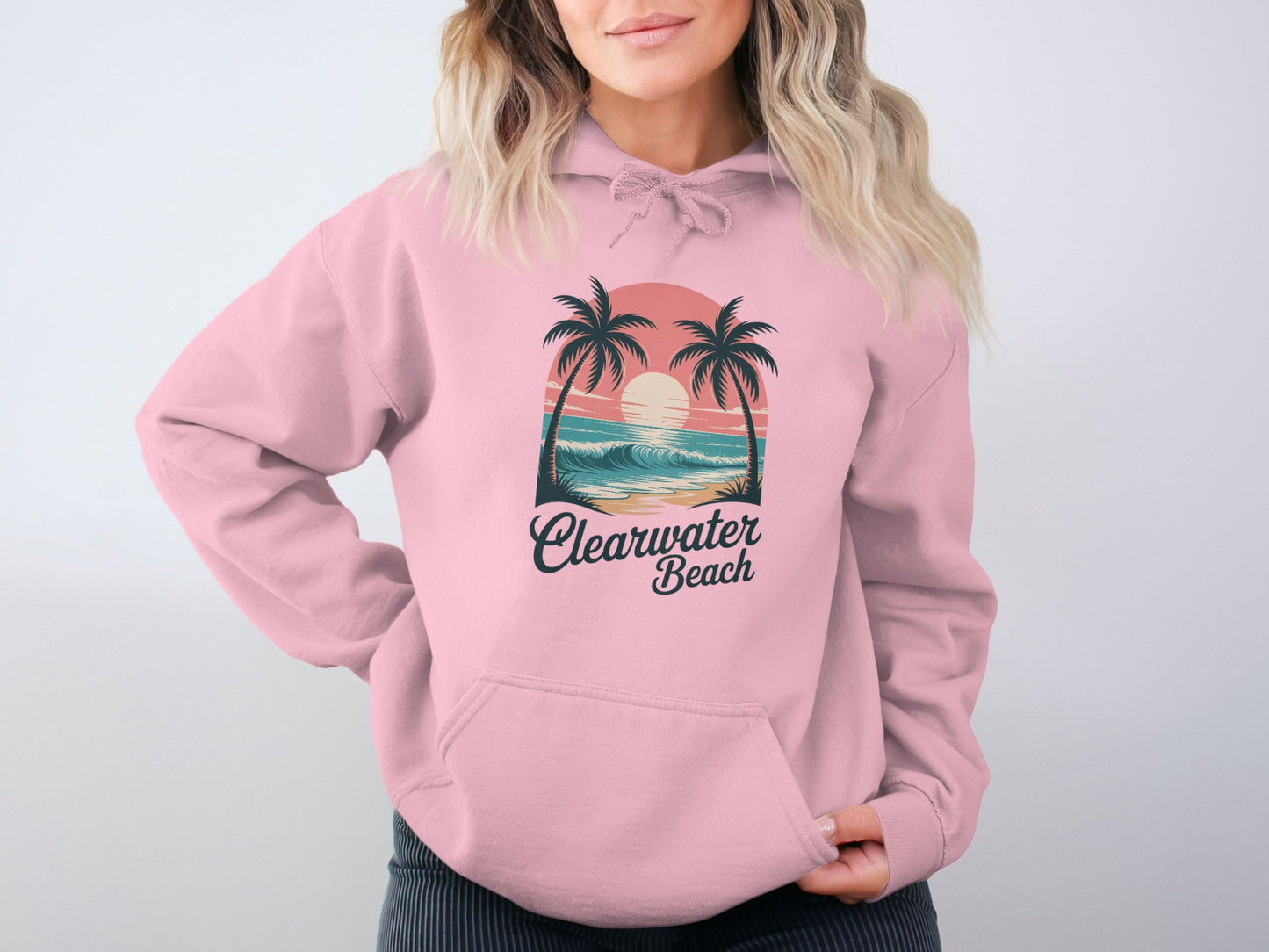 Clearwater Beach Hoodie with Palm Trees Logo product