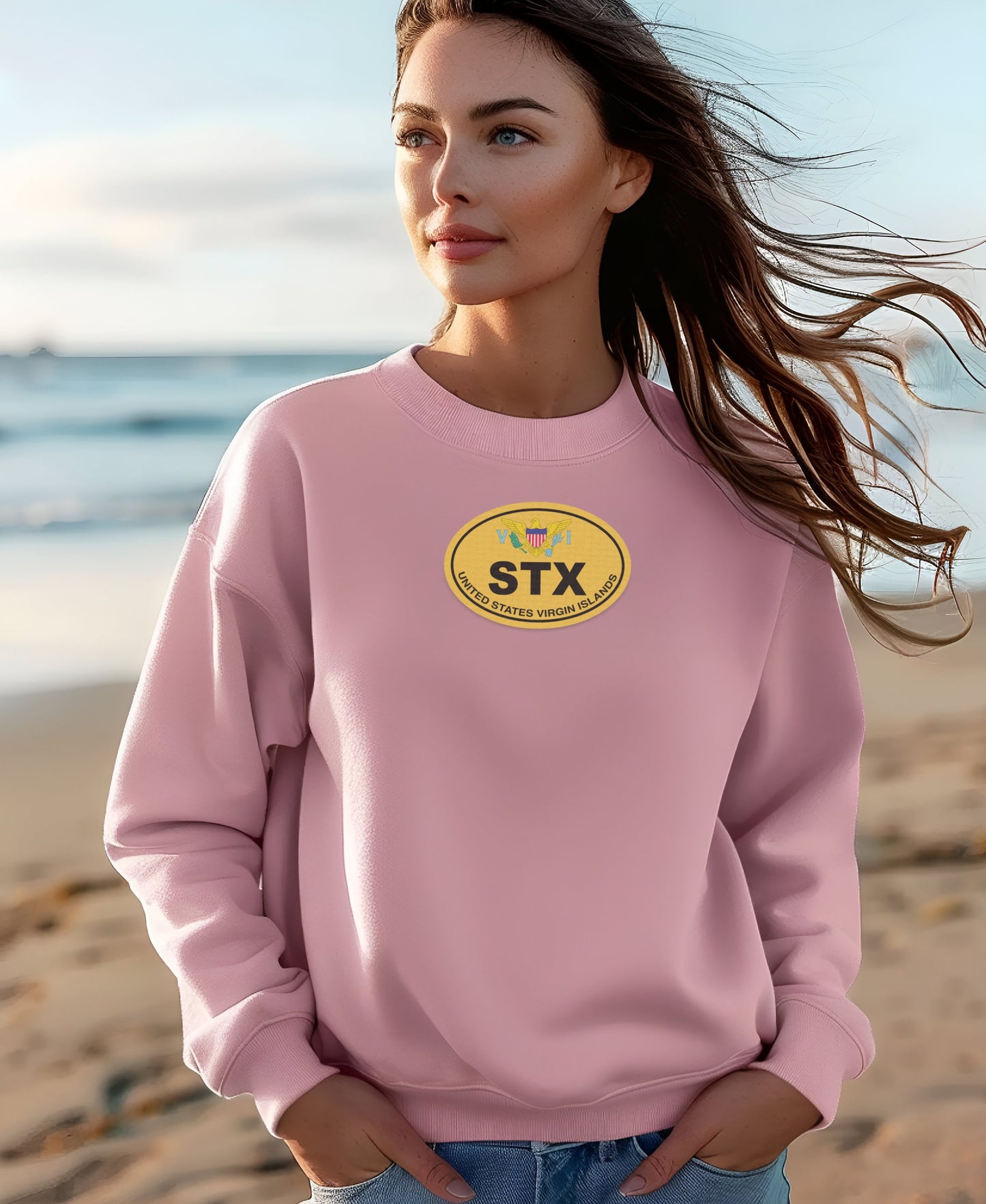 STX Virgin Islands Souvenir Pink Crewneck Sweater product