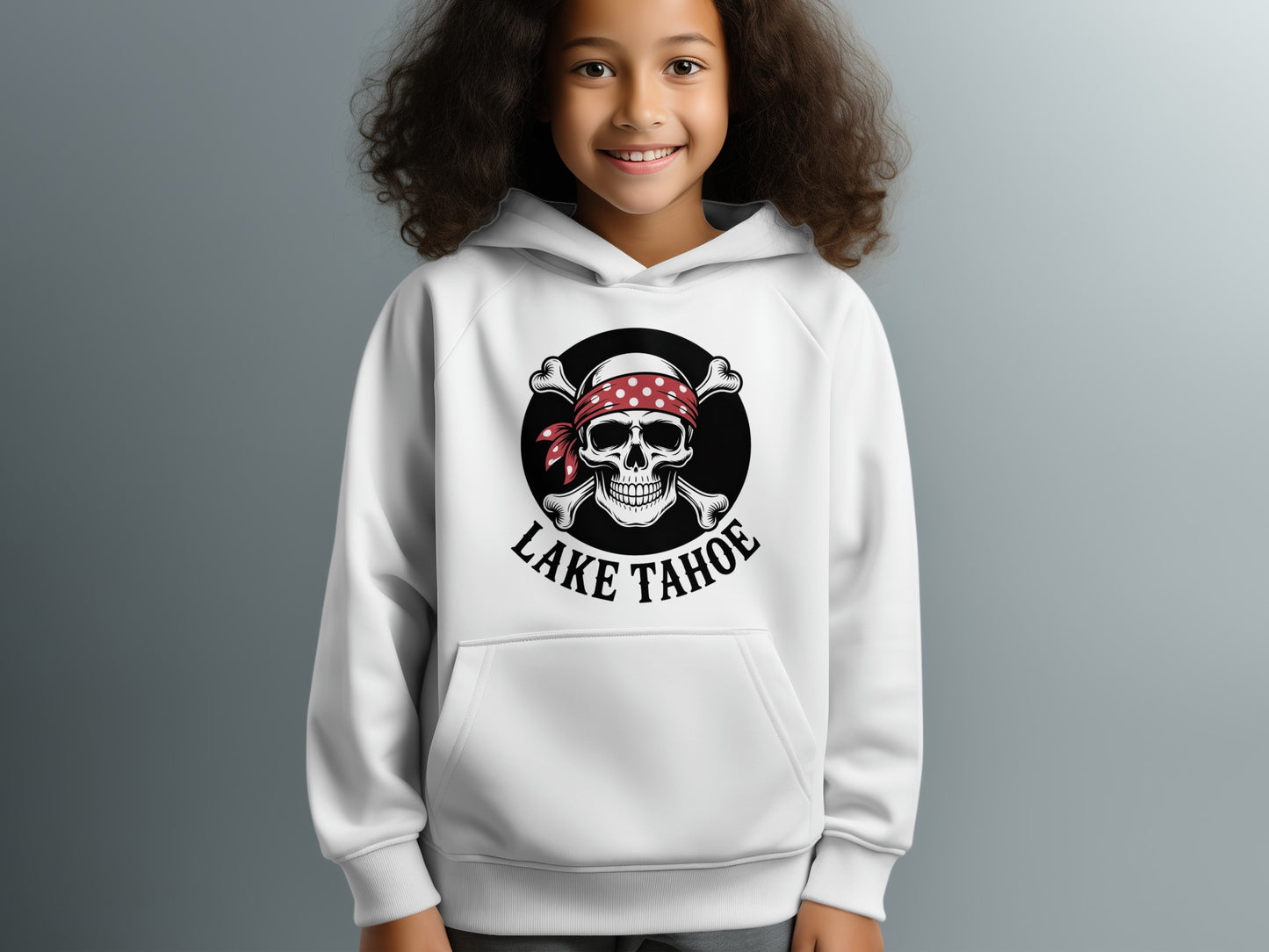 Lake Tahoe Pirate Skull Printed Kids Hoodie product