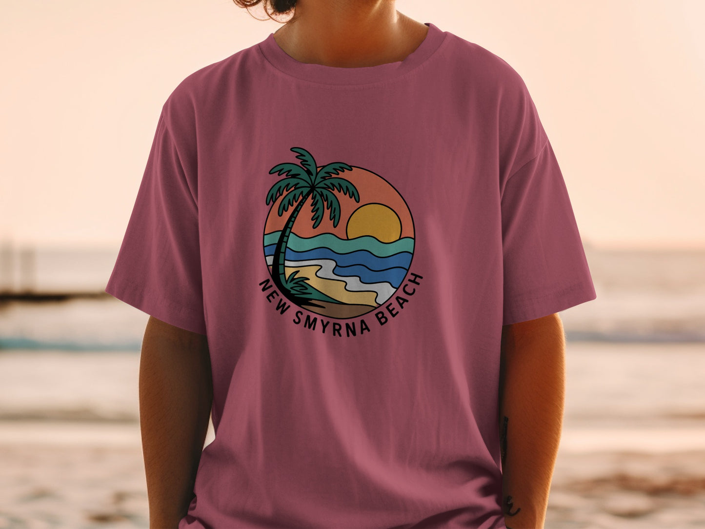 New Smyrna Beach Palm Sunset Design Graphic T-shirt product