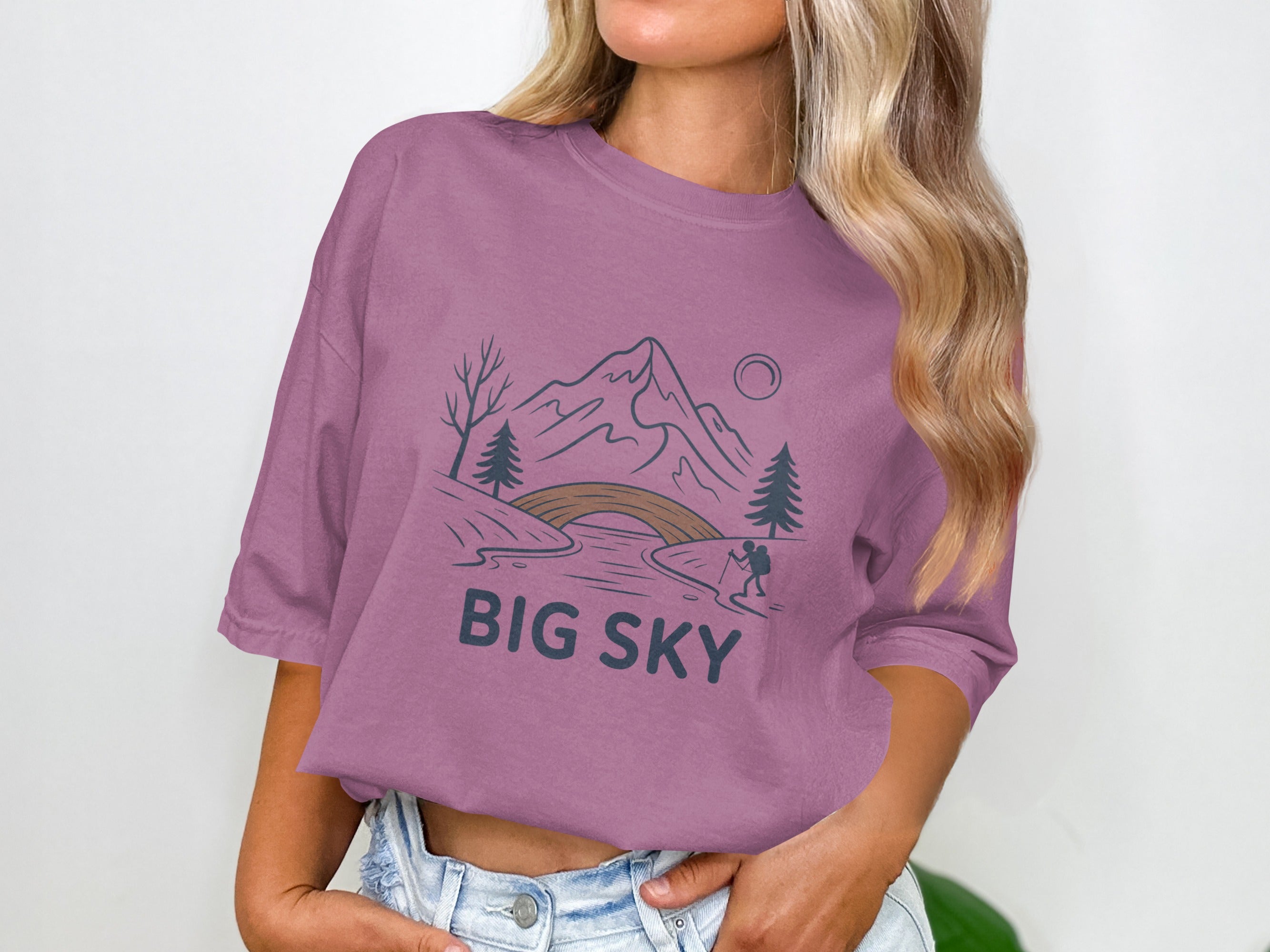 Big Sky Mountain Art on Purple Women's T-Shirt Product
