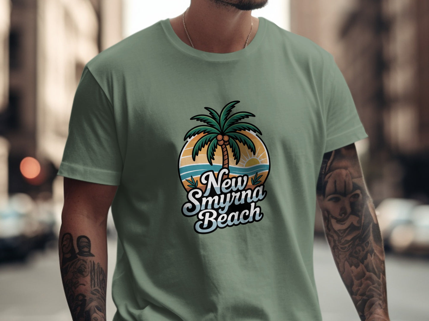 New Smyrna Beach Tropical Palm Graphic Shirt product