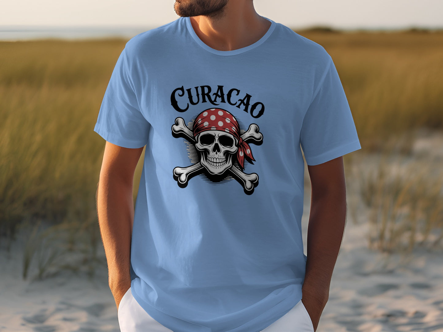 Pirate Skull Curacao Graphic Design T-shirt product