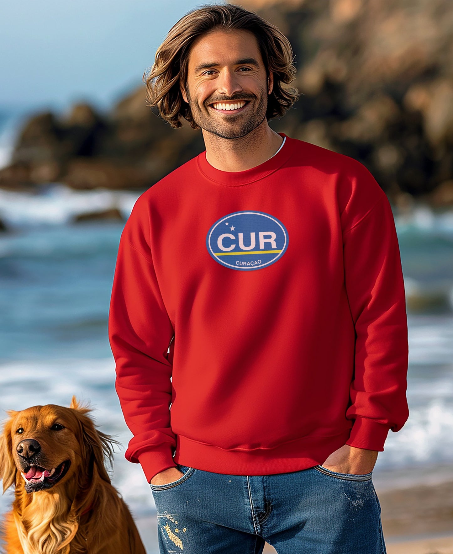 Curacao Logo Red Casual Men's Sweatshirt product type