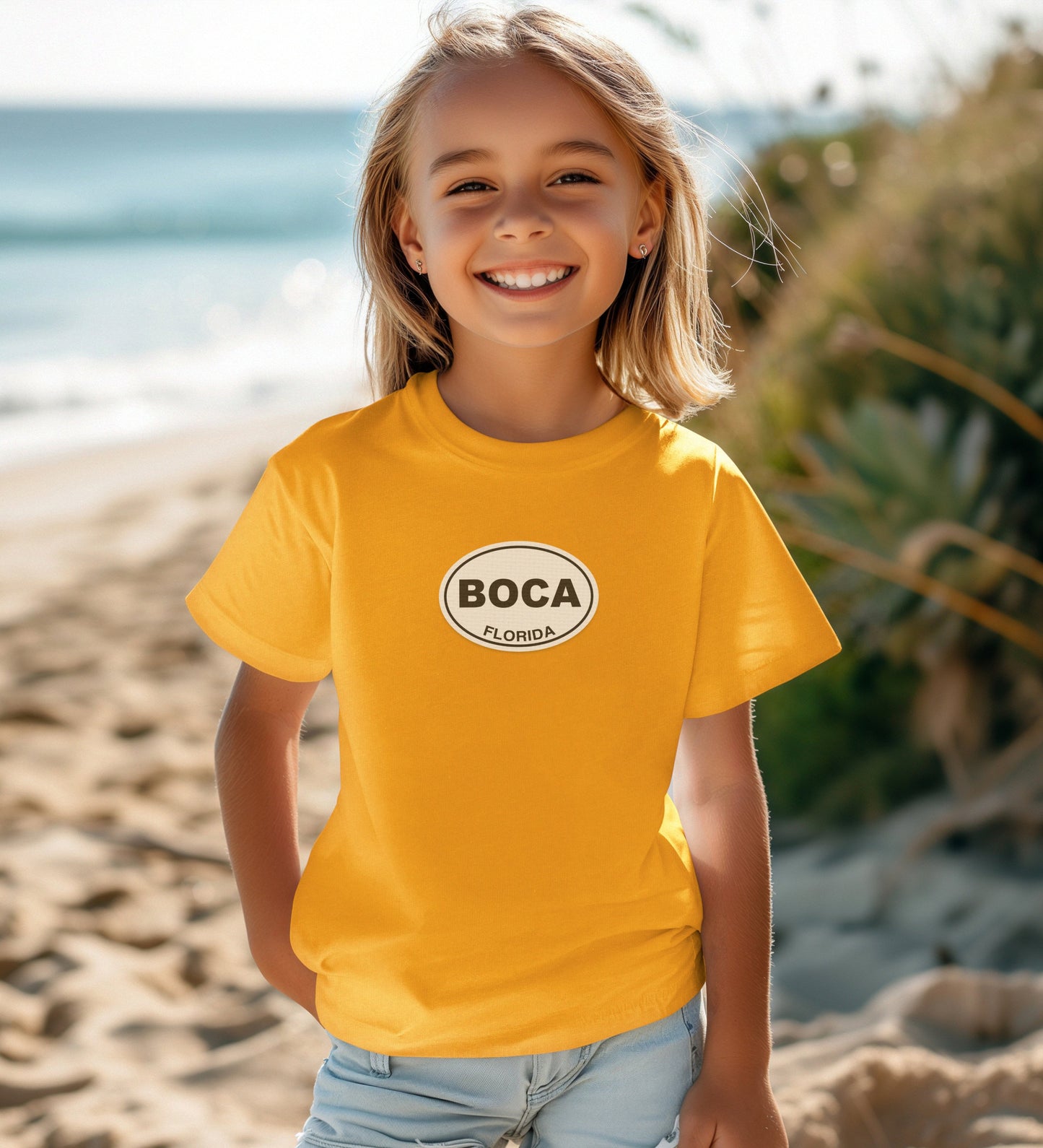 Boca Florida design yellow comfortable tshirt product