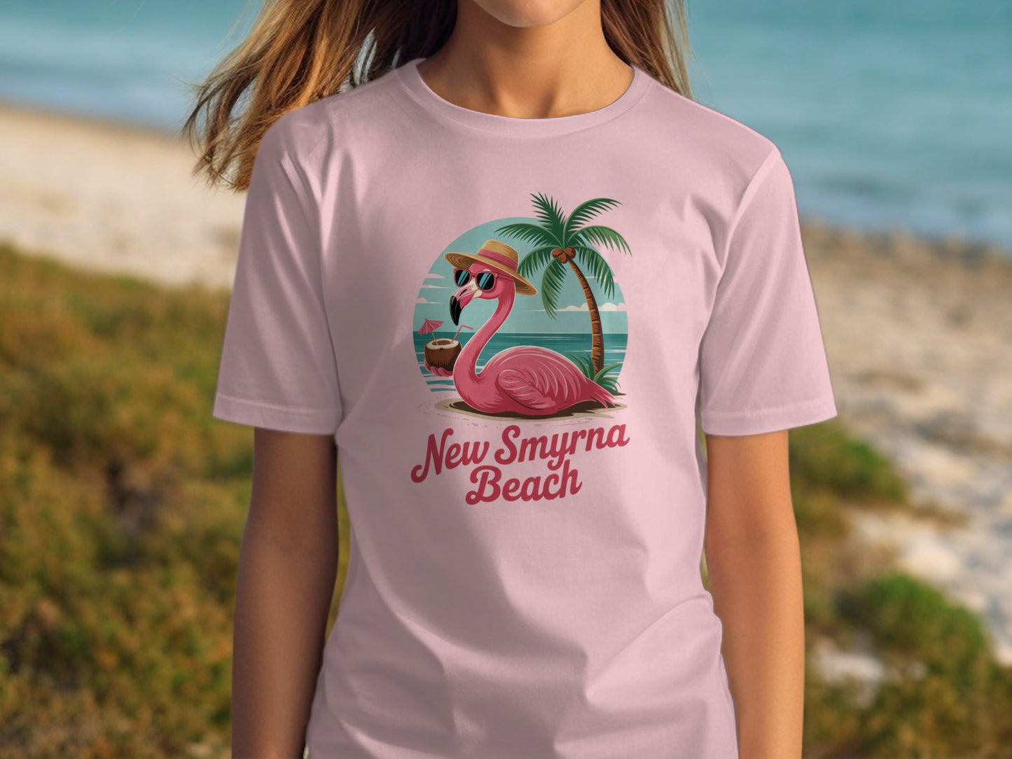 New Smyrna Beach Flamingo T-Shirt Coastal product type