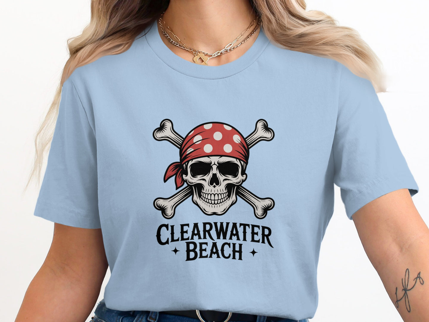 Clearwater Beach Pirate Skull Graphic T-Shirt product type