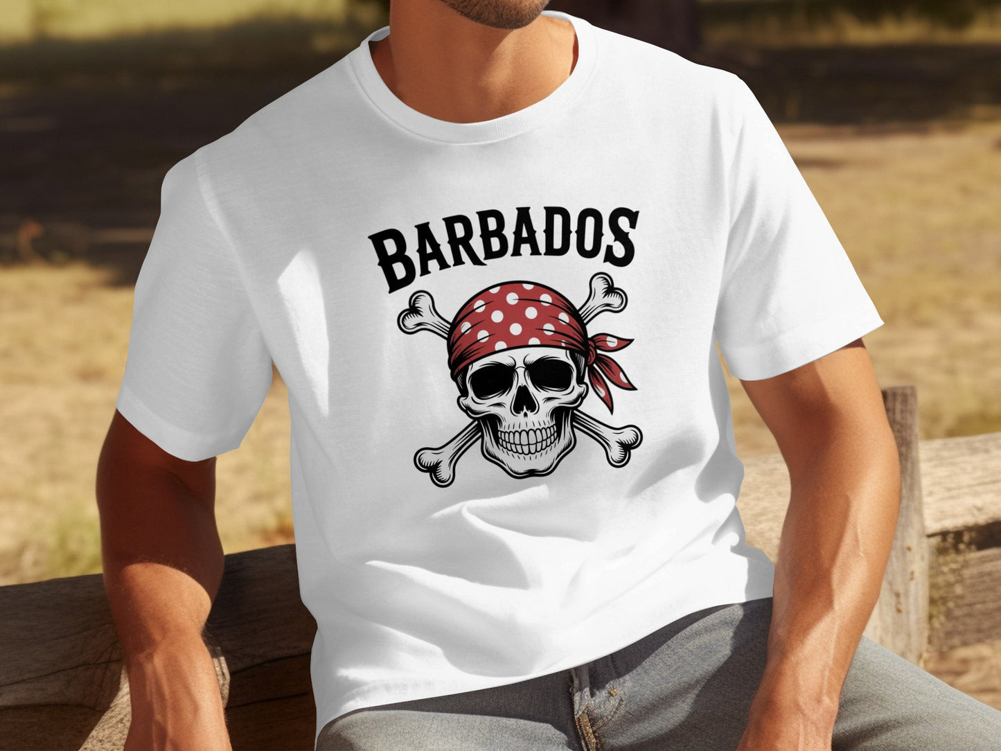 Barbados Pirate Skull Design Graphic T-shirt product