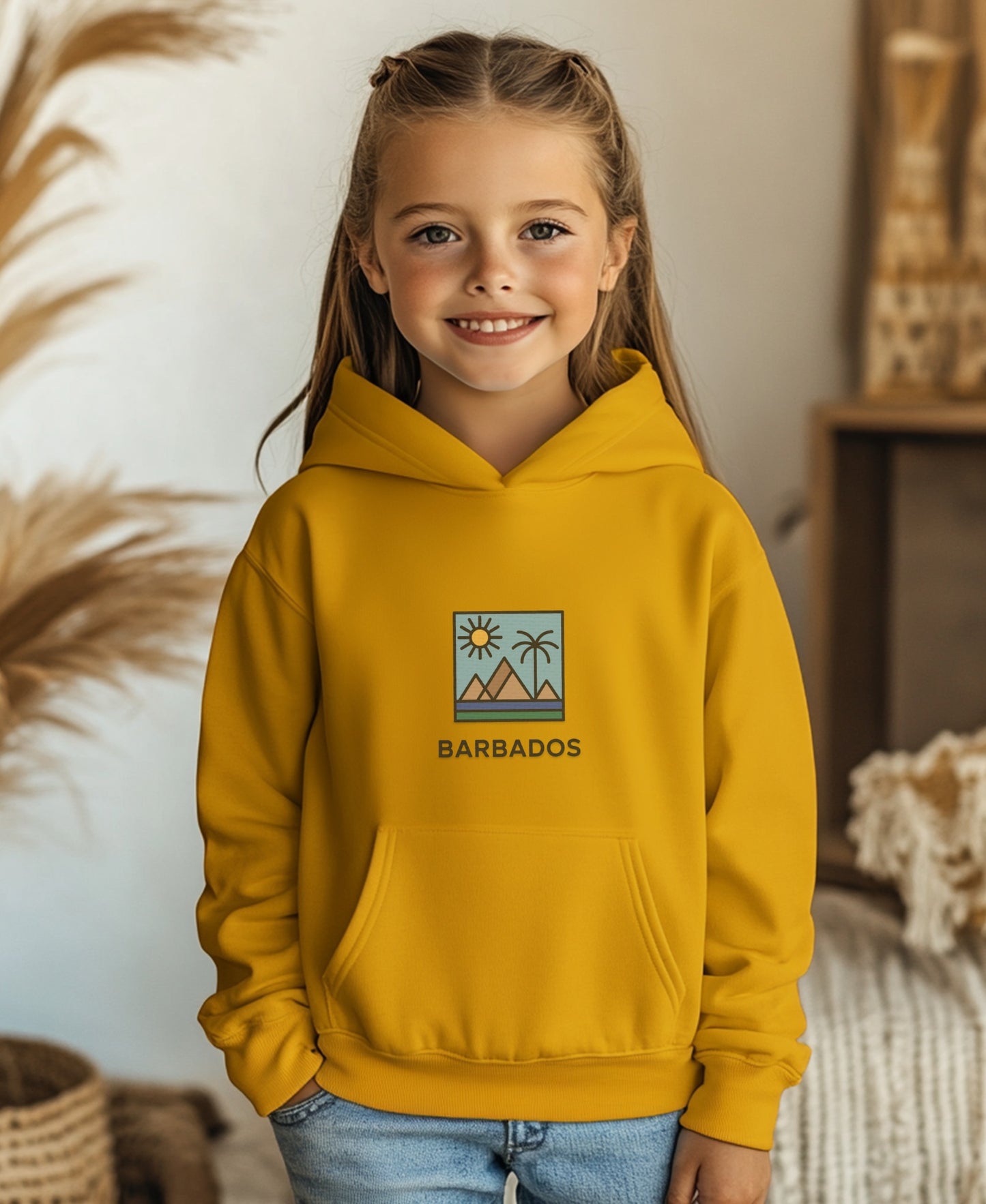 Barbados Graphic Yellow Kids Hoodie product