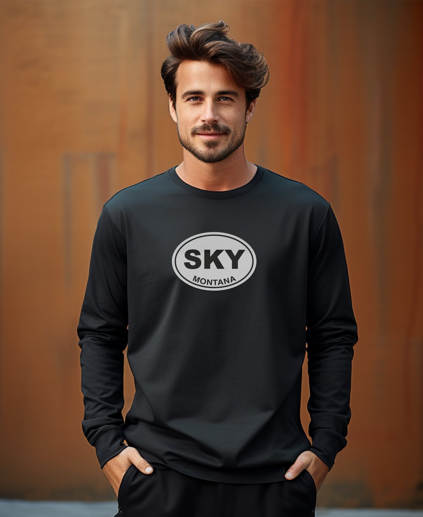 Big Sky Montana Peaks and Yellowstone Access Mens Long Sleeve T Shirt