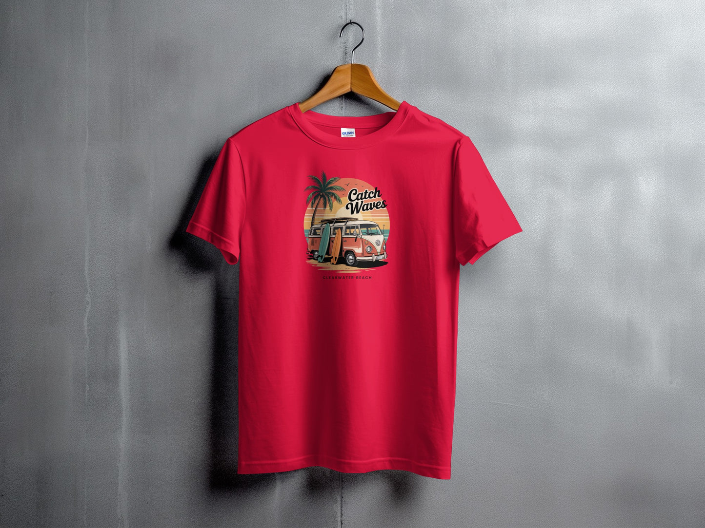 Catch Waves Graphic Red Short Sleeve T-Shirt product type