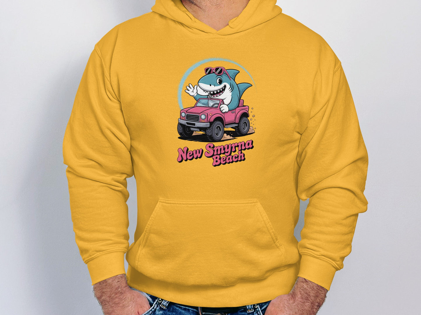 New Smyrna Beach Shark Riding Car Hoodie product