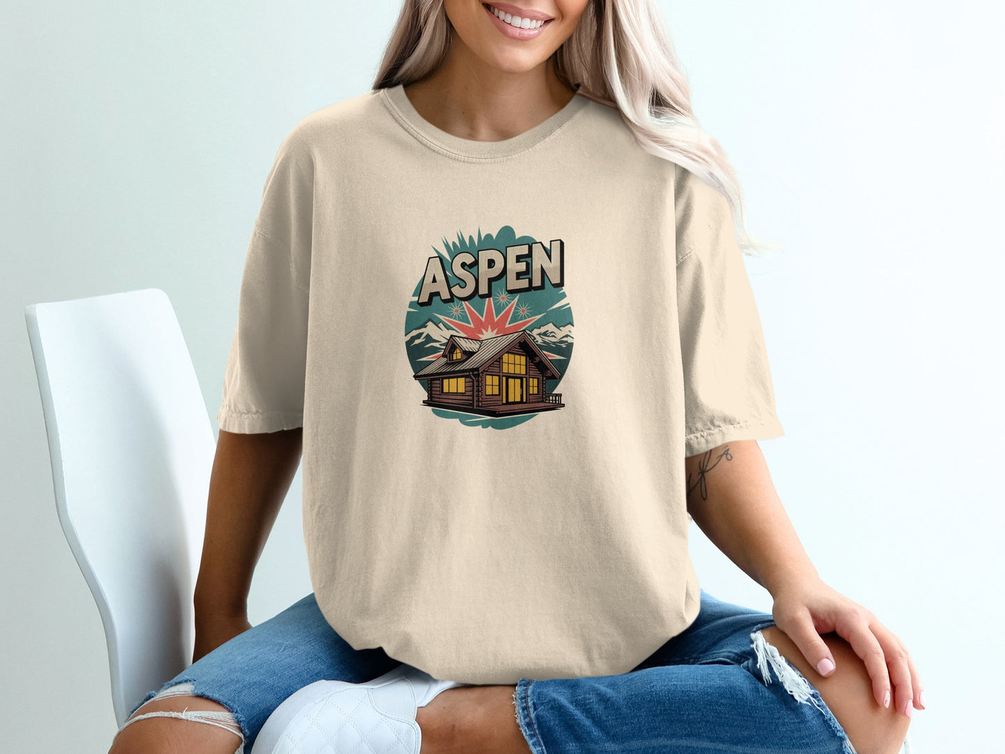 Aspen Cabin Graphic T-Shirt Casual Loose Fit Tee product