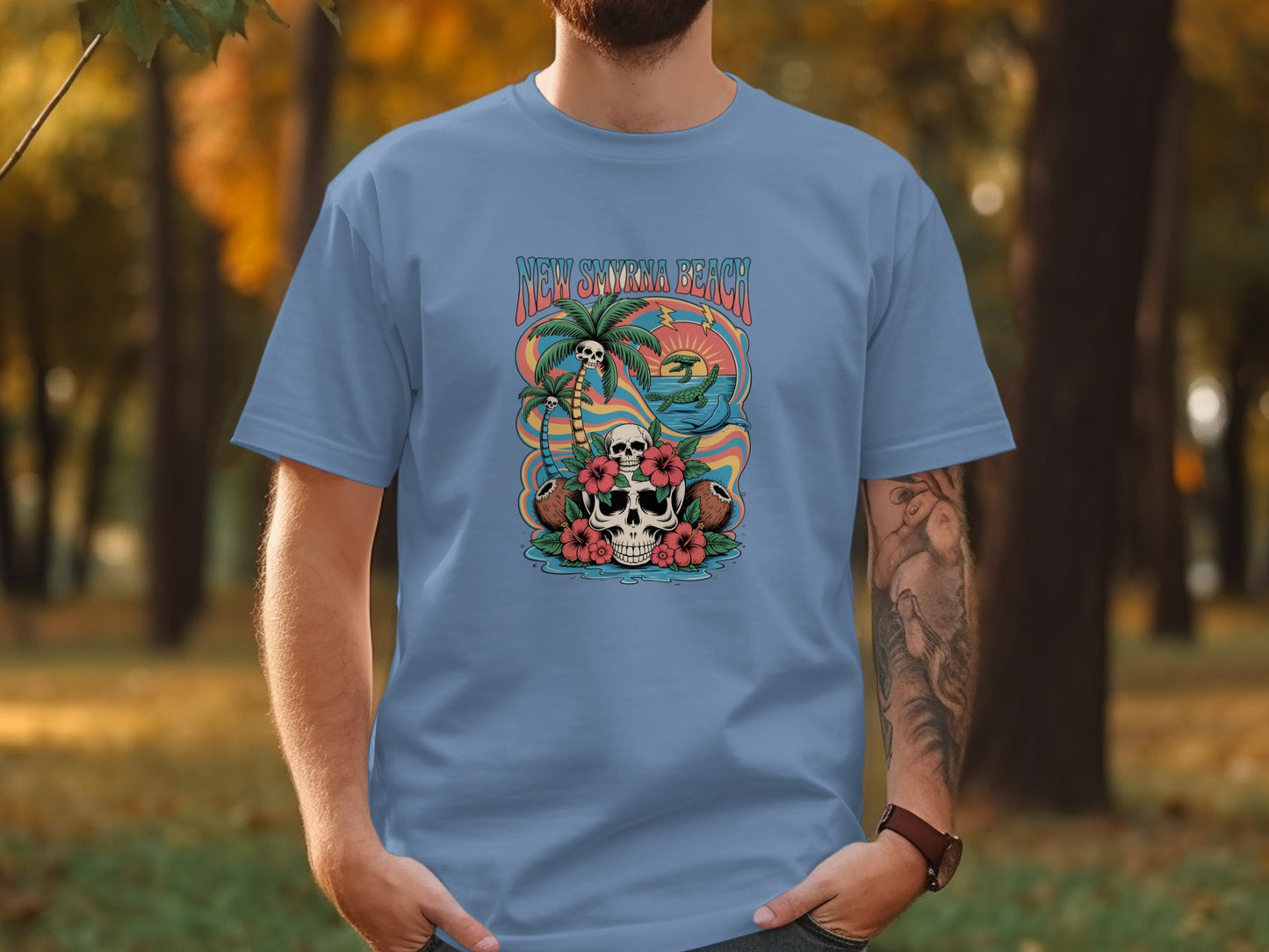 New Smyrna Beach Skull Graphic T-Shirt product type
