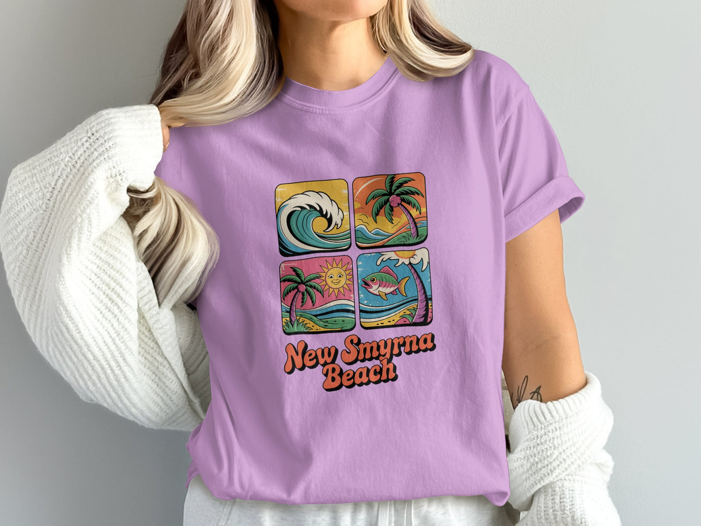 New Smyrna Beach Wave Dolphin Graphic T-Shirt product type