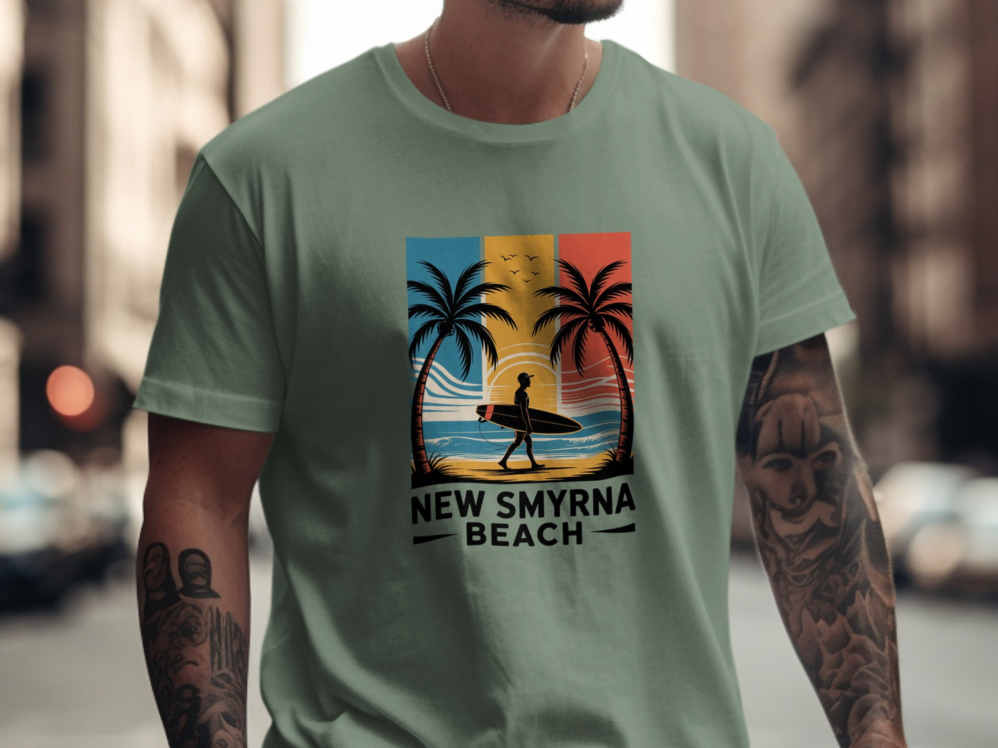 New Smyrna Beach Surfing Graphic Tee Shirt product