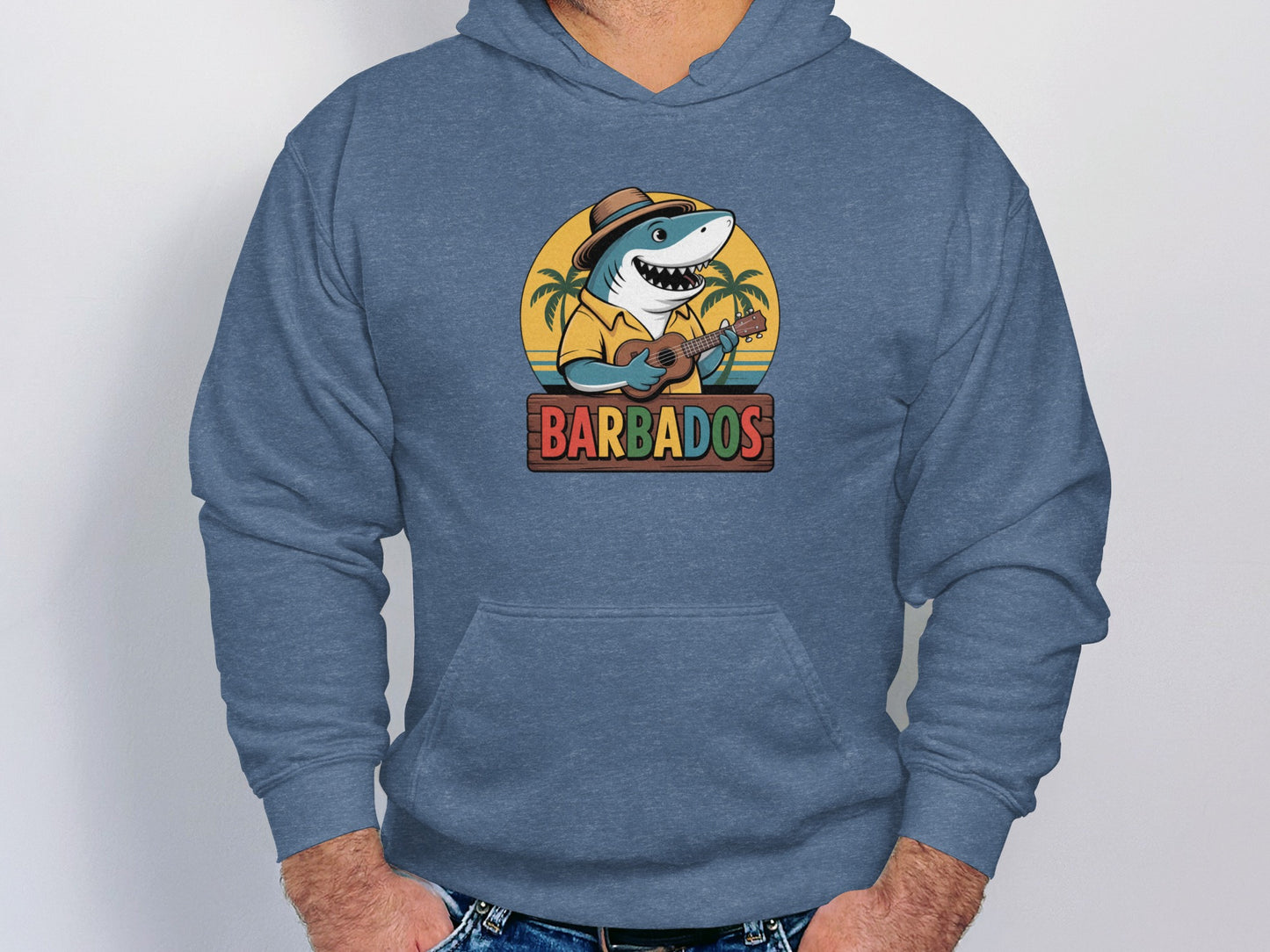 Barbados Shark Playing Guitar Hoodie product type