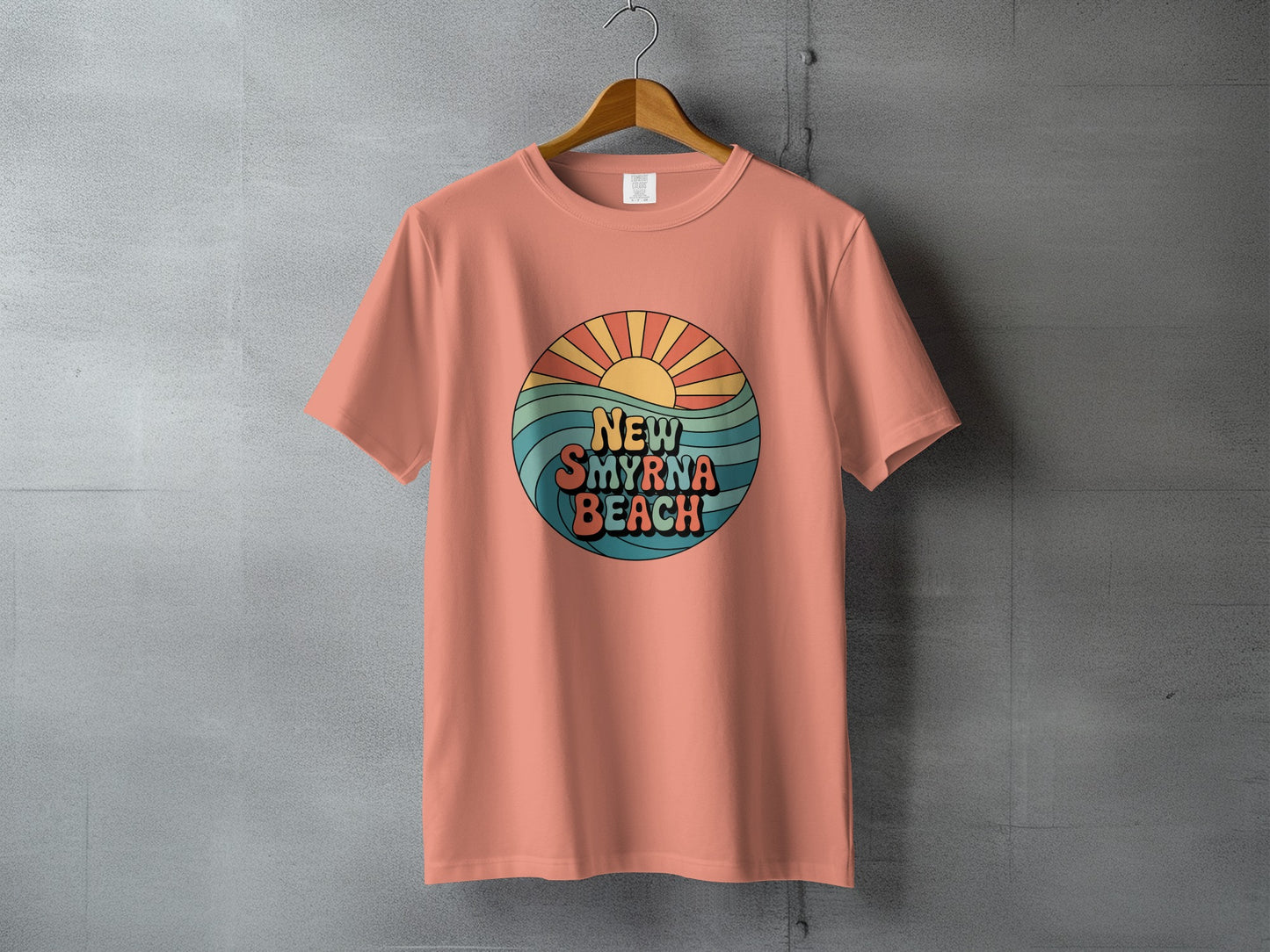 New Smyrna Beach graphic round logo apparel product type