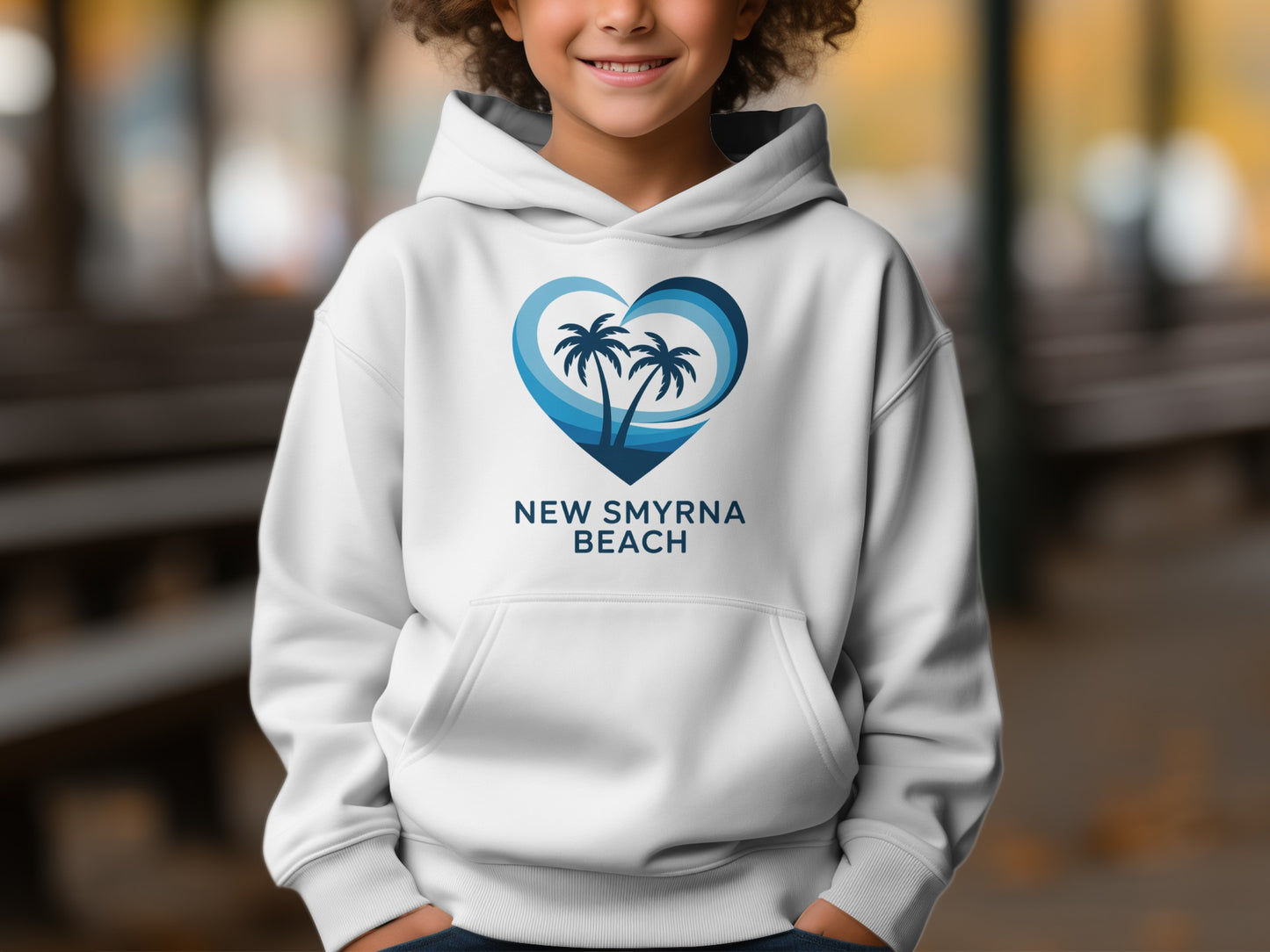 New Smyrna Beach Hoodie with Heart and Palm Trees product type