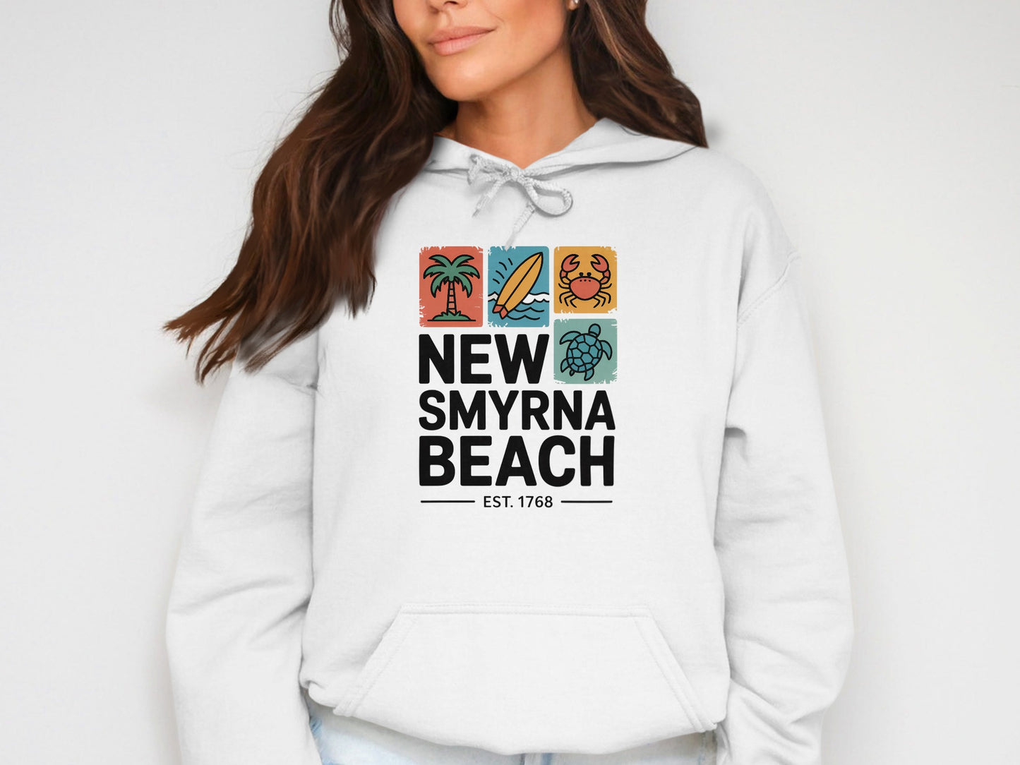New Smyrna Beach White Hoodie Graphic Print product