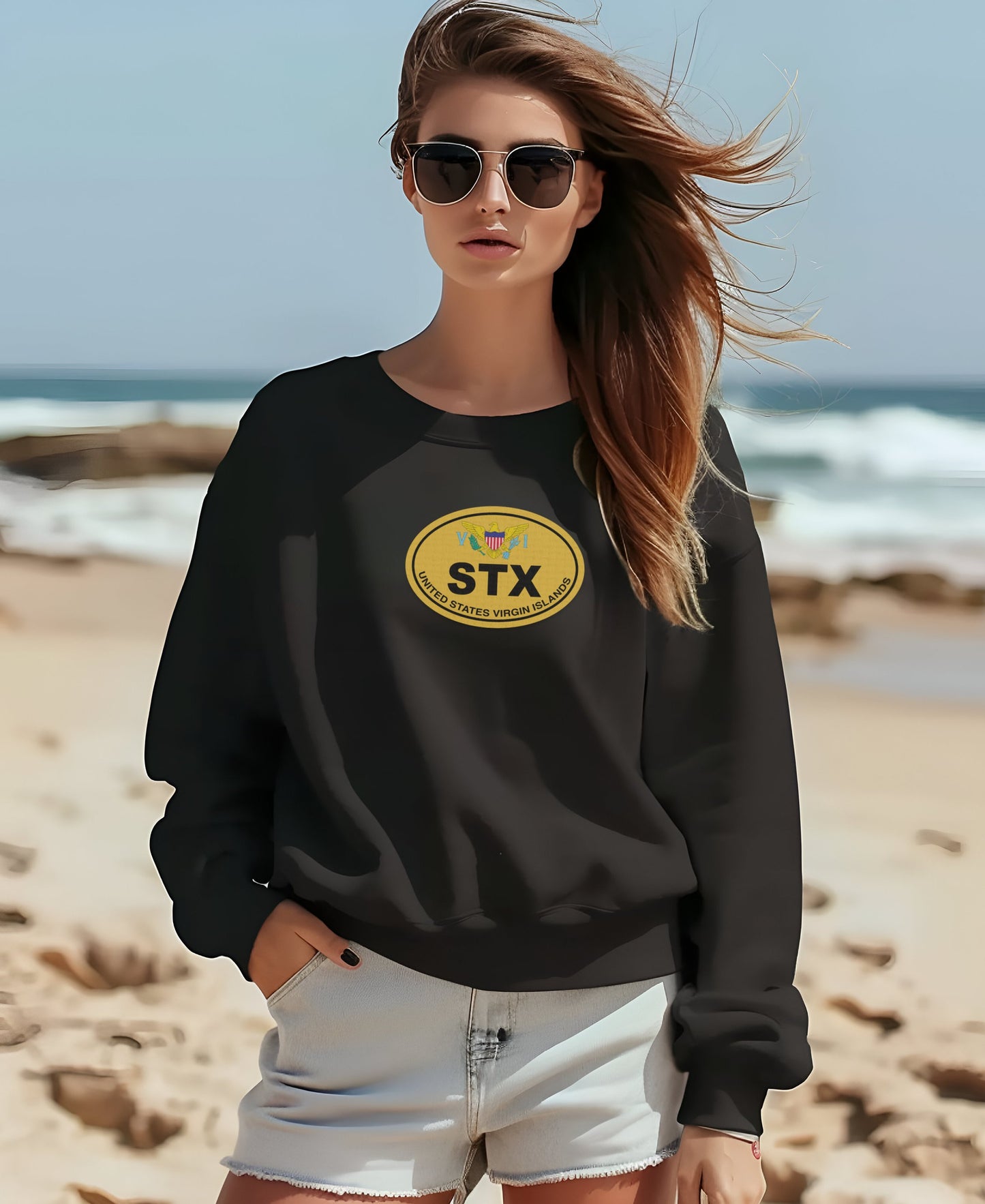 Stylish Beachside STX Badge Graphic Sweatshirt product type