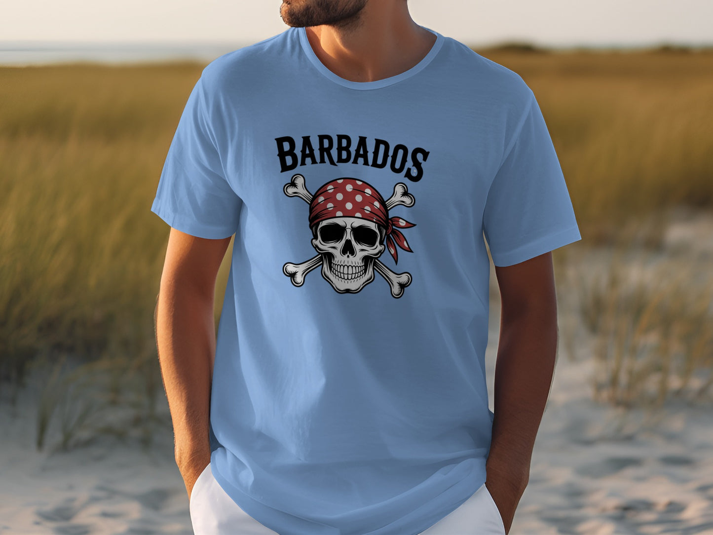 Barbados Pirate Skull Graphic Design T-shirt product